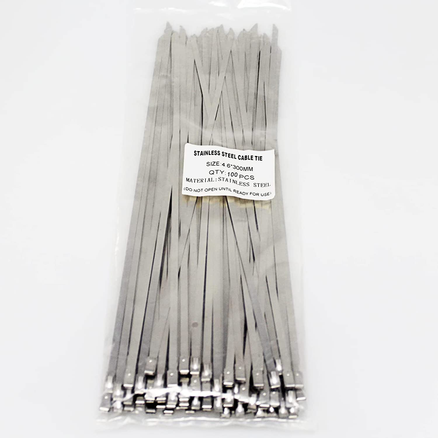 Heavy Duty 304 Stainless Steel Zip Ties 12 Inch - 200 lbs Tensile Strength Self-Locking Cable Ties (100 Pcs) - Perfect for Outdoor, Industrial, and Electrical Wiring Applications