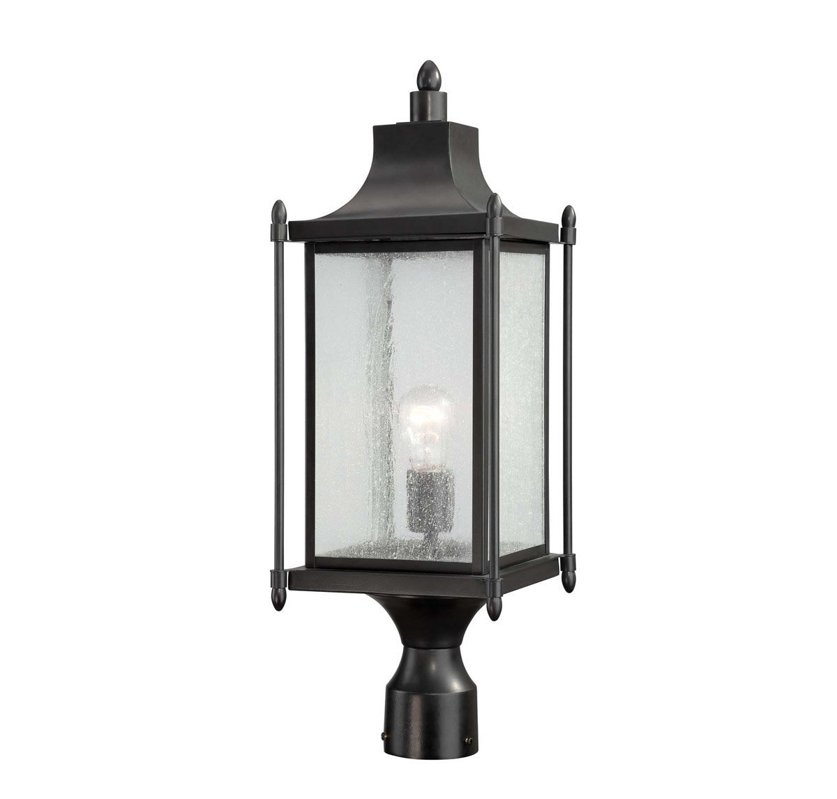 Outdoor Wall Light Fixture - 8 Inch Black Post Light with 100W Incandescent Bulb | Weatherproof Exterior Lighting for Porch, Patio, Garden & Driveway