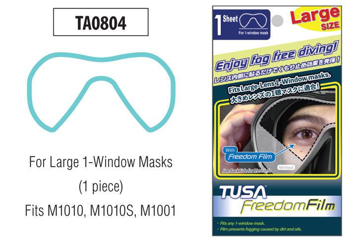 TUSA TA0804 Anti-Fog Scuba Diving Mask Film - Large Single Lens for Clear Underwater Vision | Perfect for Snorkeling, Spearfishing & Scuba Diving