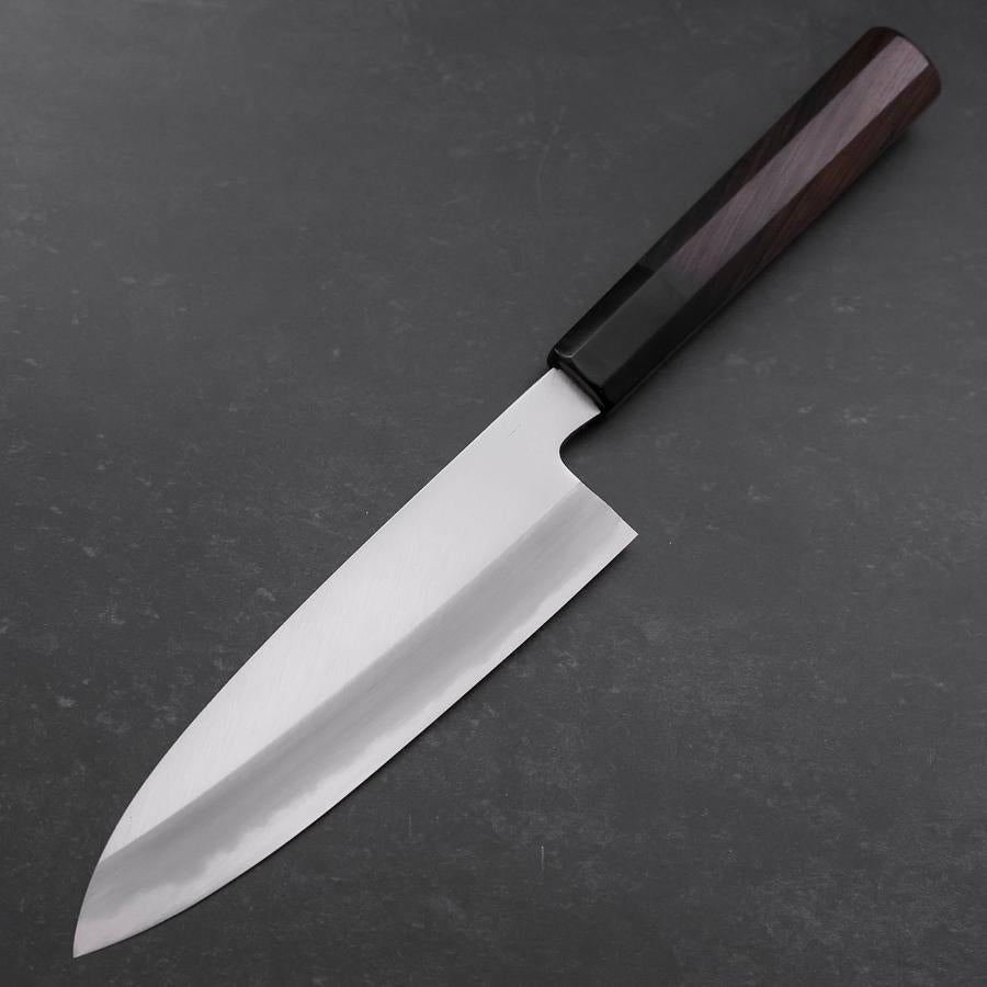Premium Santoku Knife 180mm - White Steel #2 Kasumi Chokin with Sakura Fuji Buffalo Ebony Handle - Japanese Kitchen Knife for Slicing, Dicing & Chopping - Perfect for Chefs & Home Cooking