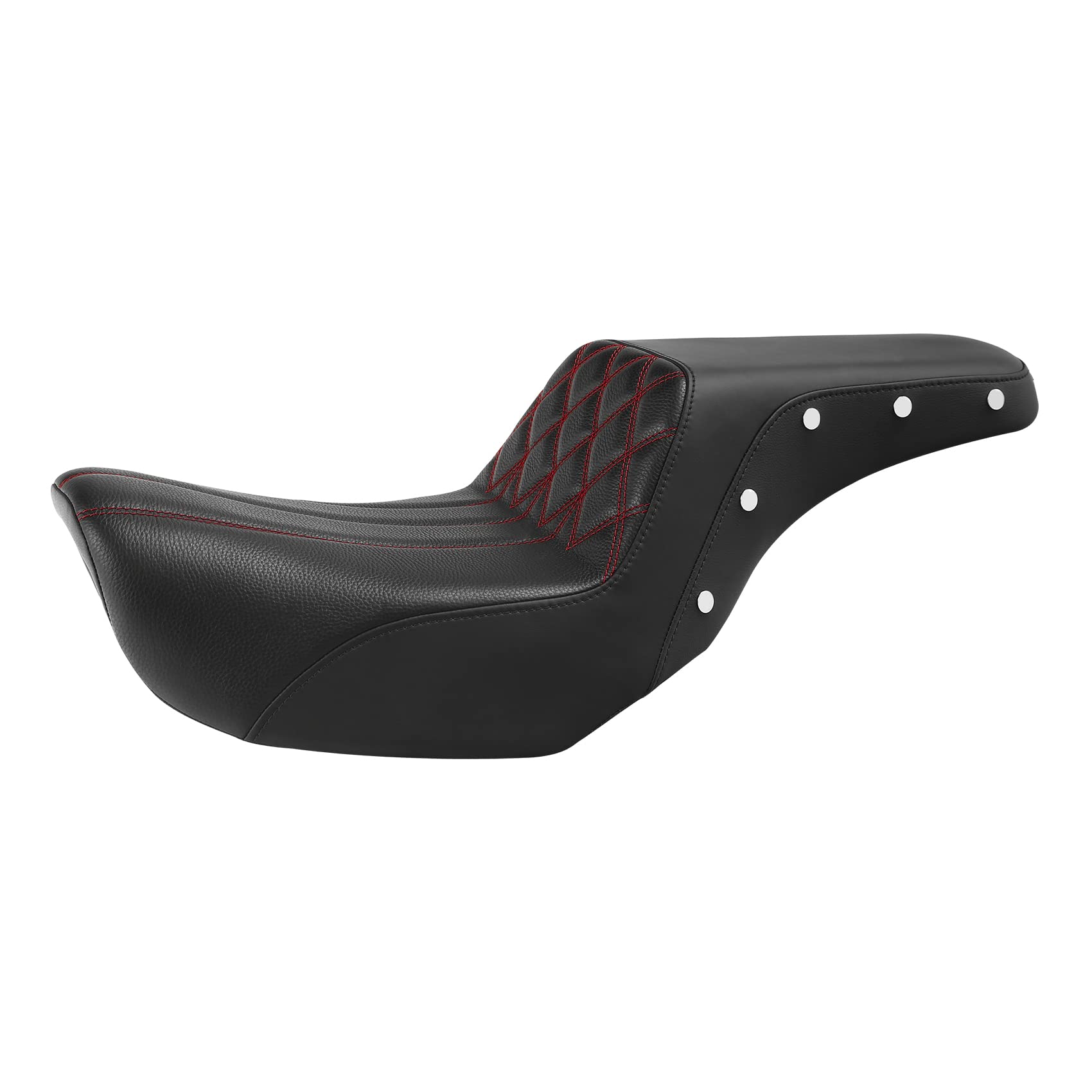 Harley Dyna Wide Glide Low Rider Street Bob Fat Bob FXDF Super Glide Custom FXDC Motorcycle Seat - Driver & Passenger Comfort Seat with Red Stitching (Fits 0617 Switchback Models) - Perfect for Long Rides and Custom Bike Upgrades