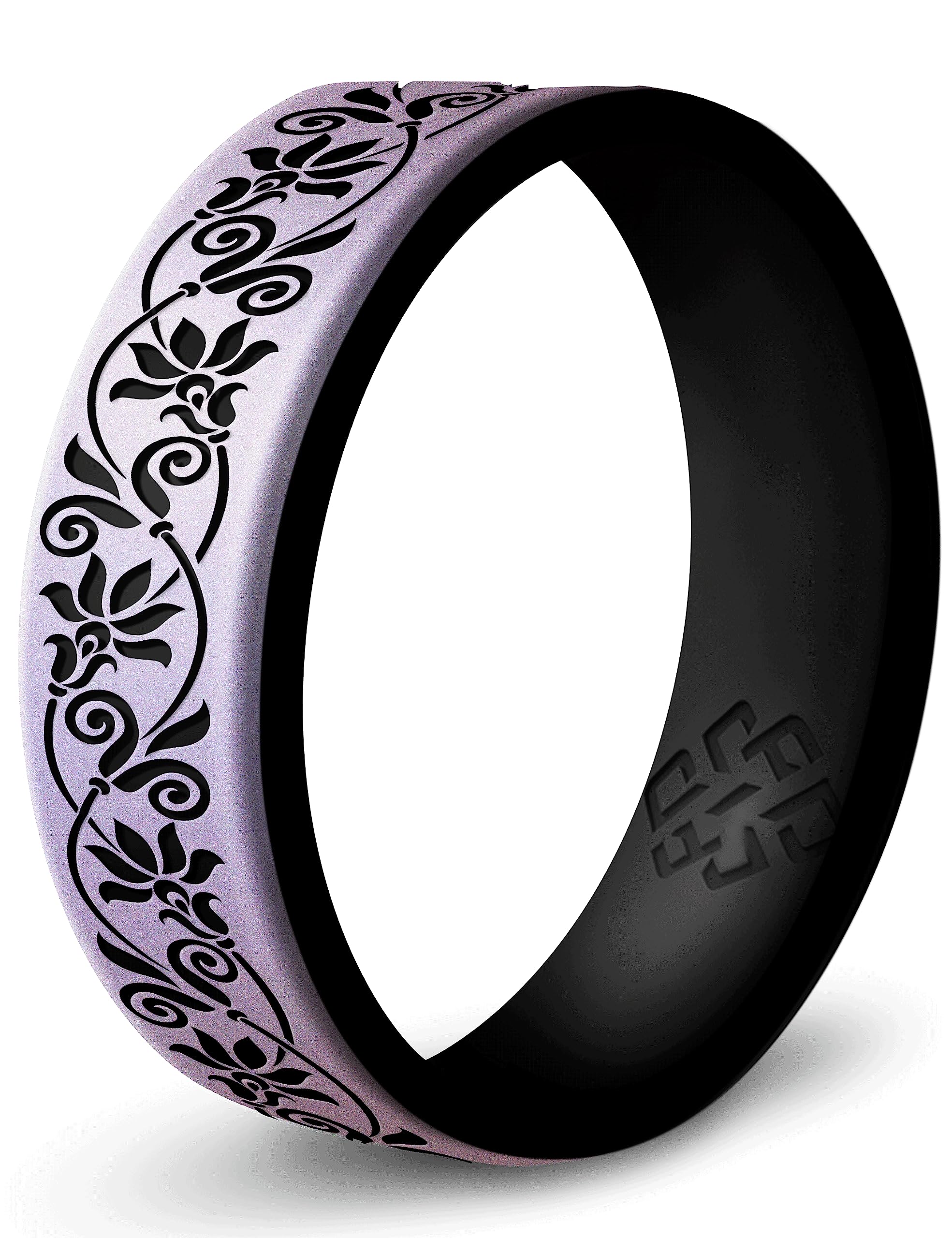 Knot Theory Dual Layer Silicone Wedding Band - Engraved Filigree, Floral, Hearts or Laurel Design - Breathable Comfort Fit for Sports, Gym, Swimming & Outdoor Activities