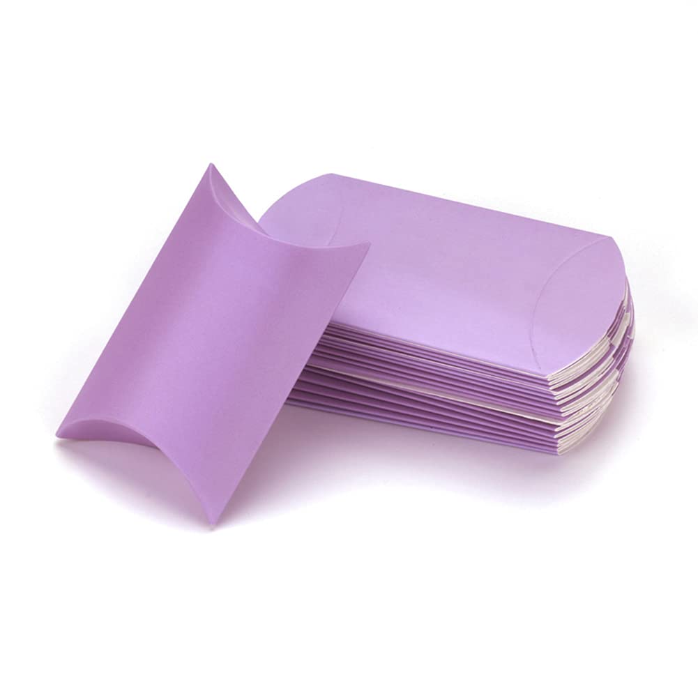 AKOAK 100 Pcs Elegant Wedding Favor Boxes - Purple Pillow Candy Gift Boxes for Weddings, Birthdays & Christmas - Perfect for Party Favors, Bridal Showers & Holiday Gifts
