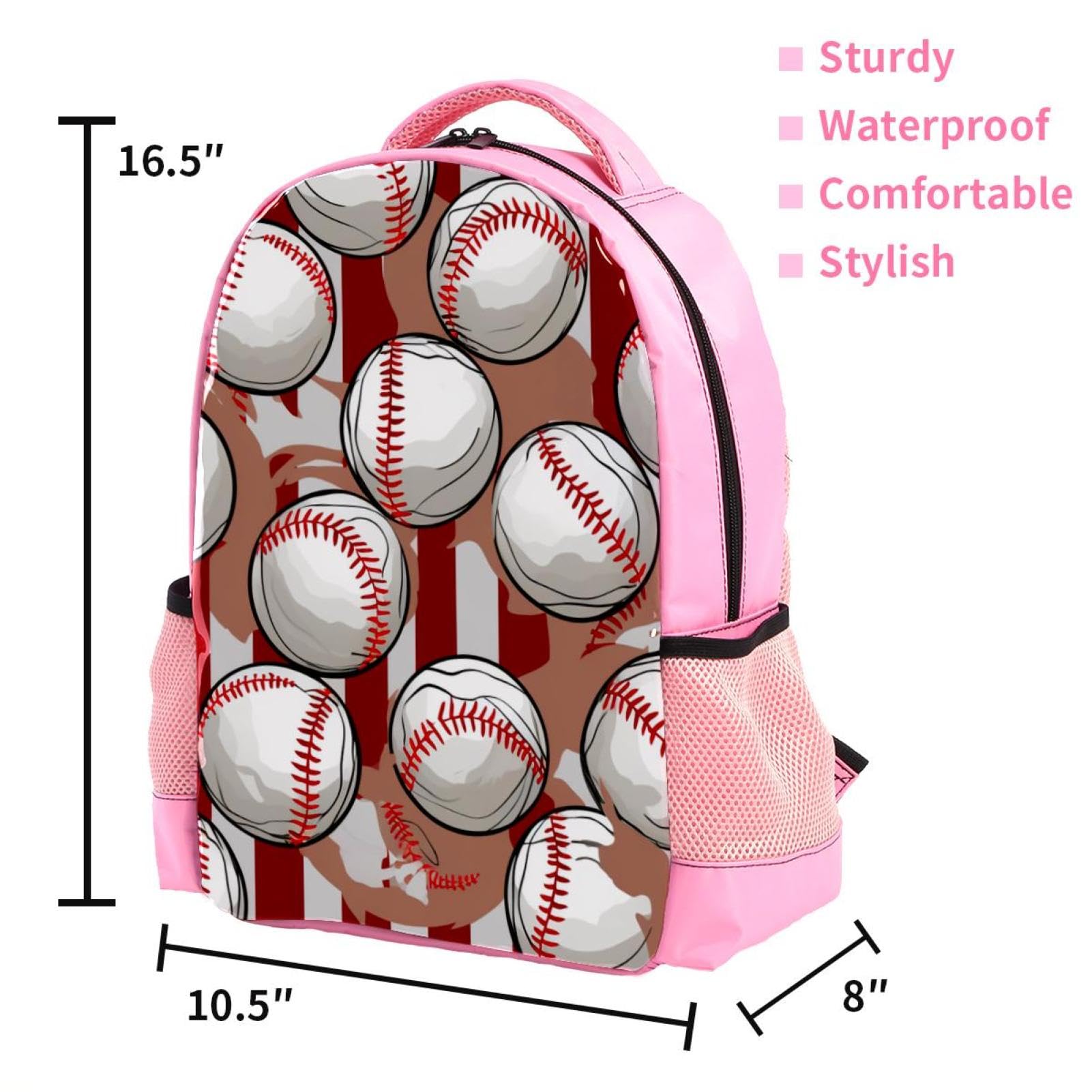 Men's & Women's Travel Backpack with Baseball Red Stripes - Lightweight Durable Carry-On Backpack for Commuting, Hiking, and Airplane Travel