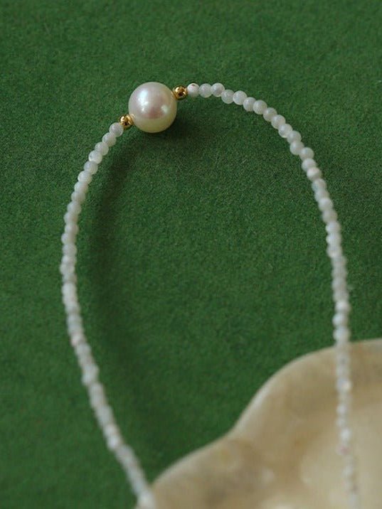 Natural Pearl Shell Pendant Necklace for Women - Elegant Beach Wedding Jewelry Gift for Bridesmaids, Anniversary or Birthday