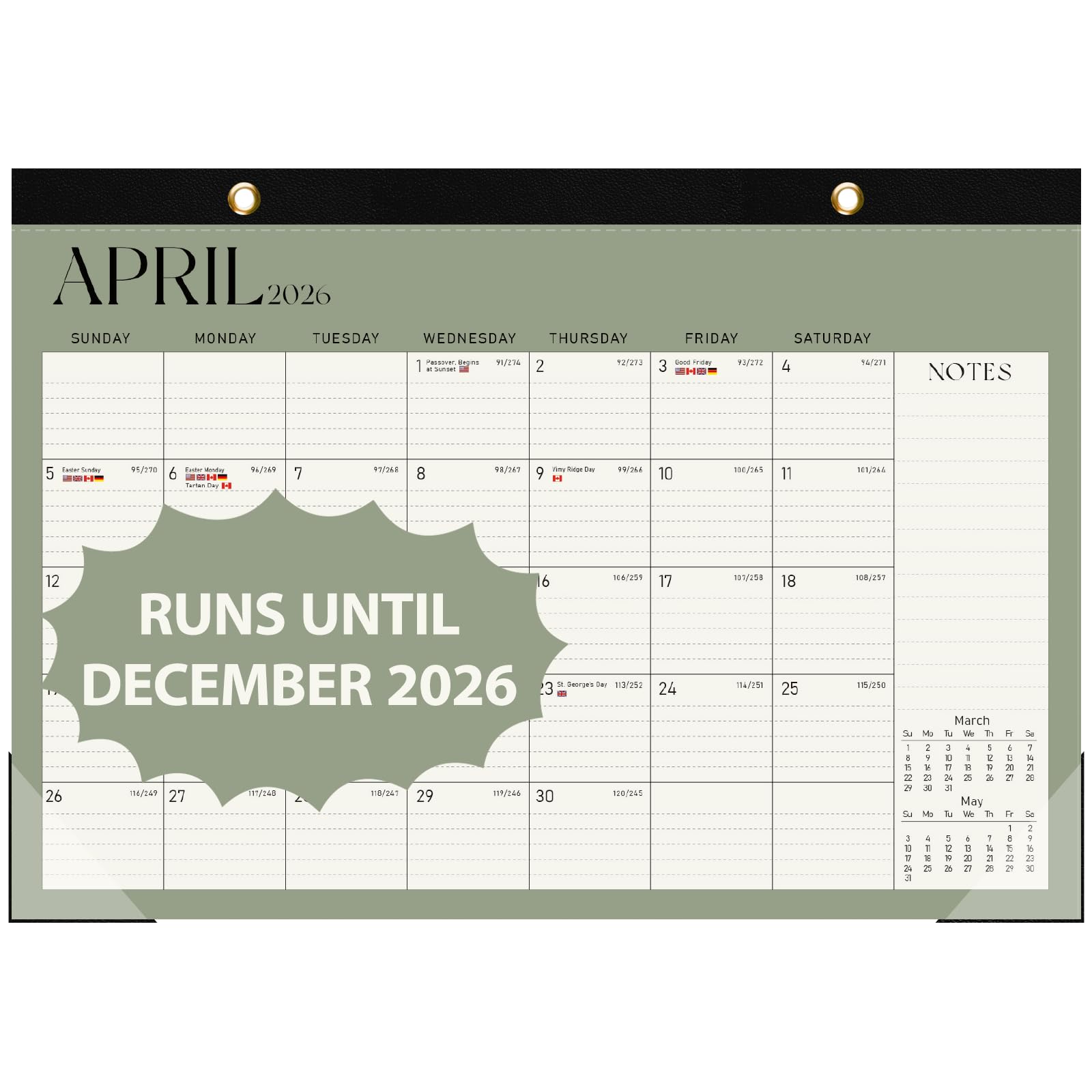 2025-2026 21-Month Large Desk Calendar Planner (April 2025-December 2026) - 17