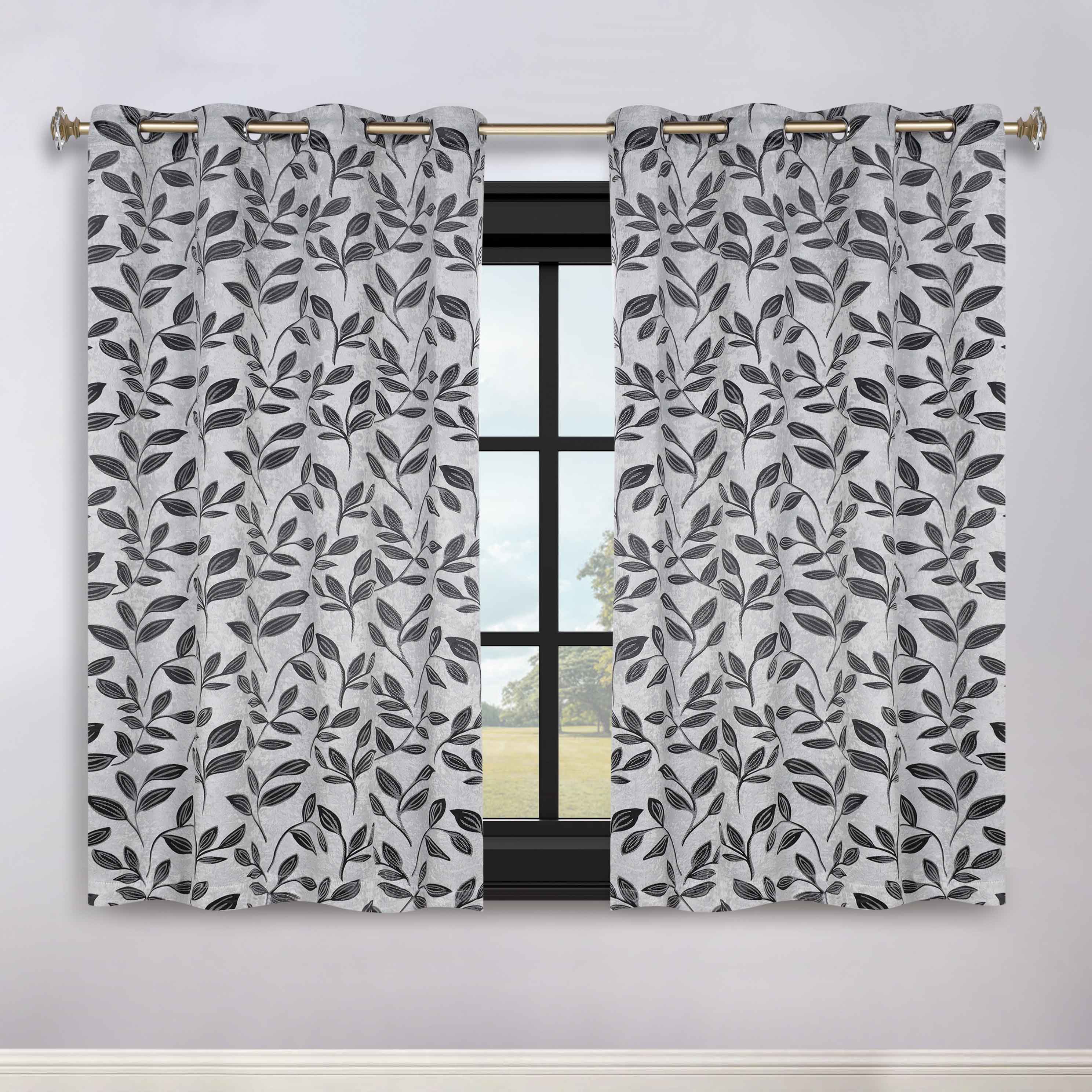 Leaves Grommet Blackout Curtains Set of 2 - Thermal Insulated Room Darkening Drapes for Bedroom & Living Room - Noise Reducing Window Treatment for Home Decor