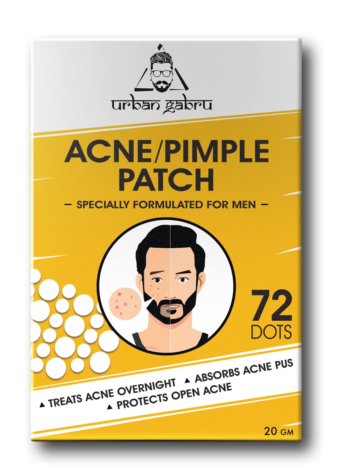 UrbanGabru Acne Pimple Patch - 72 Invisible Hydrocolloid Facial Stickers for Overnight Pimple Treatment | Absorbs Acne & Reduces Excess Oil | Suitable for All Skin Types | Perfect for Daily Skincare, Travel & Emergency Breakouts