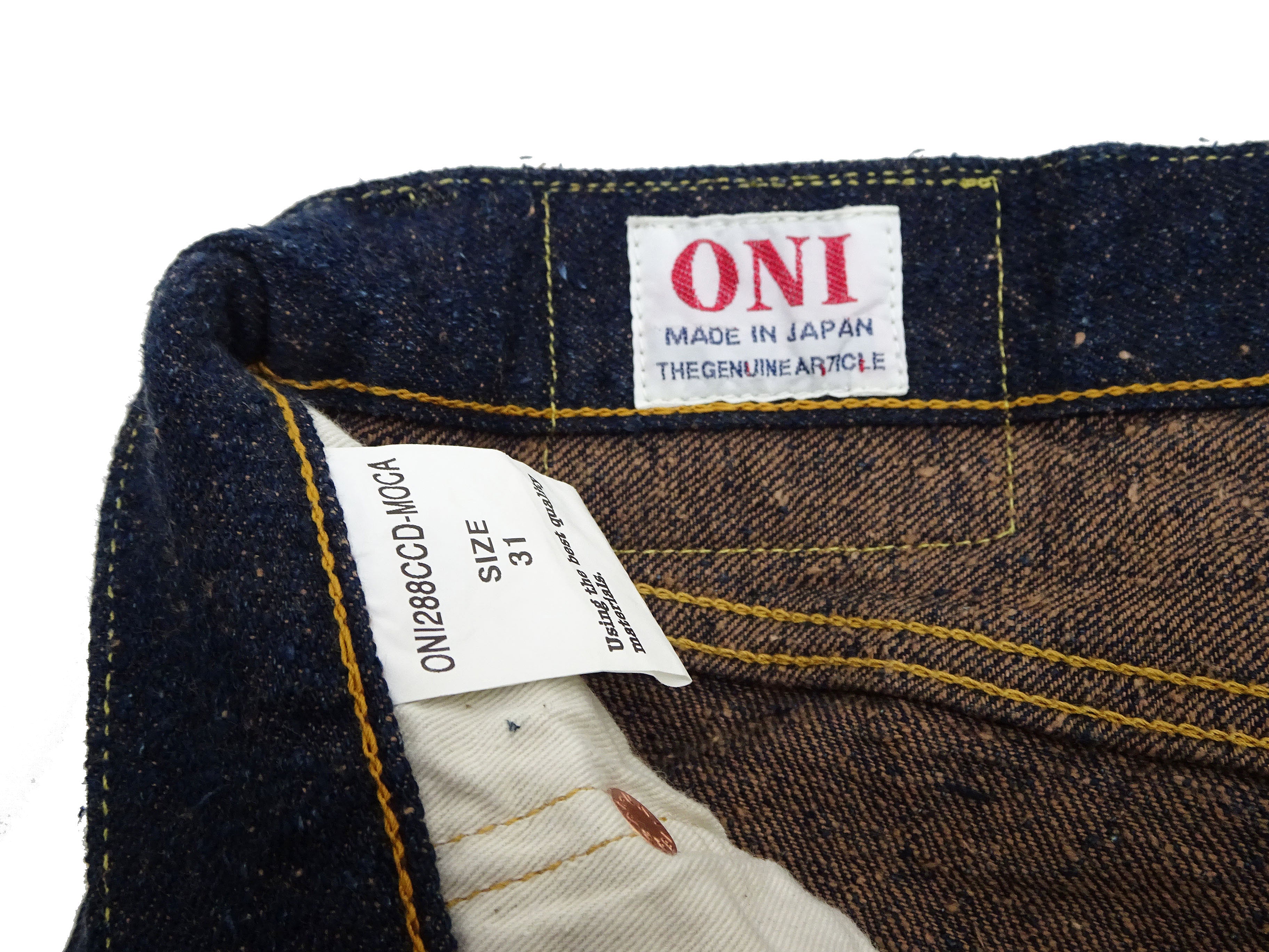 ONI 288 Men's Straight Fit Selvedge Jeans - 15oz Crashed Concrete Denim, MOCA Indigo Warp & Mocha Brown Weft | Premium Raw Denim for Everyday Wear & Vintage Style