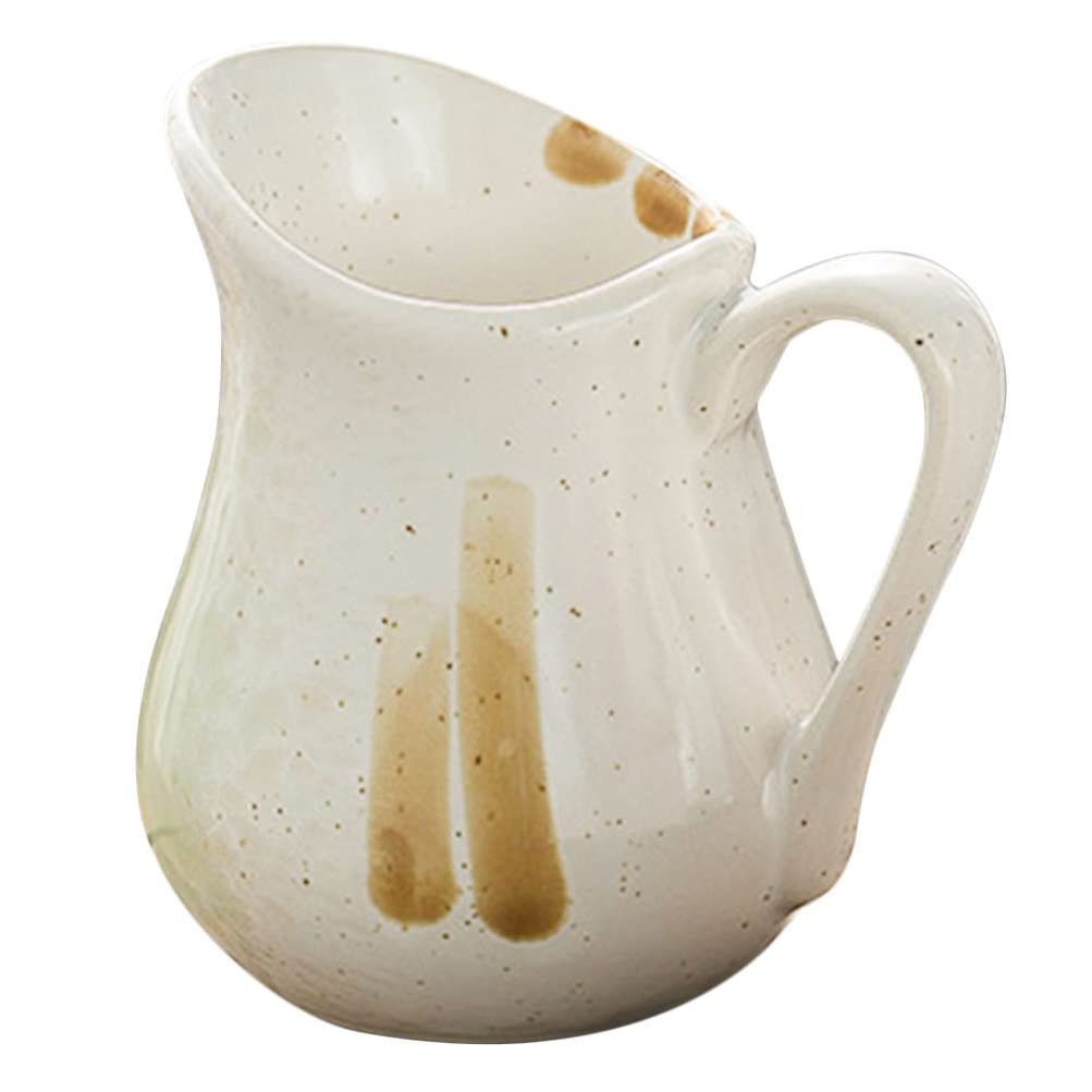 Vintage Ceramic Creamer Pitcher with Handle - Small Milk & Coffee Creamer Jug, Gravy Boat, Sauce Pitcher for Coffee, Tea, Salad Dressing, BBQ & Tomato Sauce - Perfect for Home, Cafe & Restaurant Use