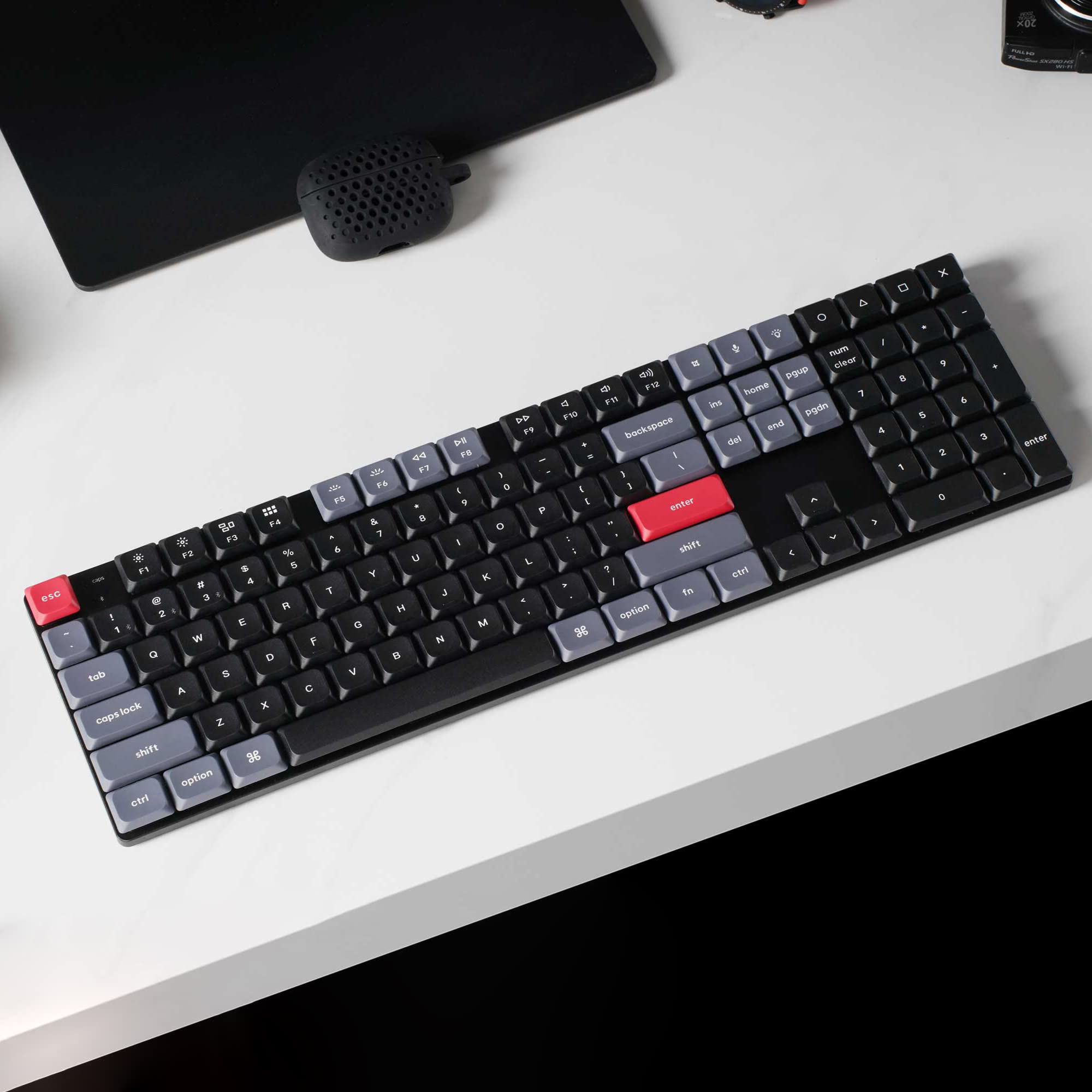 Keychron K5 Pro Ultra-Slim Wireless Mechanical Keyboard - 108 Keys Custom Programmable with Low-Profile Gateron Brown Switch, White LED Backlit PBT Keycaps for Mac Windows Linux | QMK/VIA Support | Perfect for Home Office, Gaming & Programming