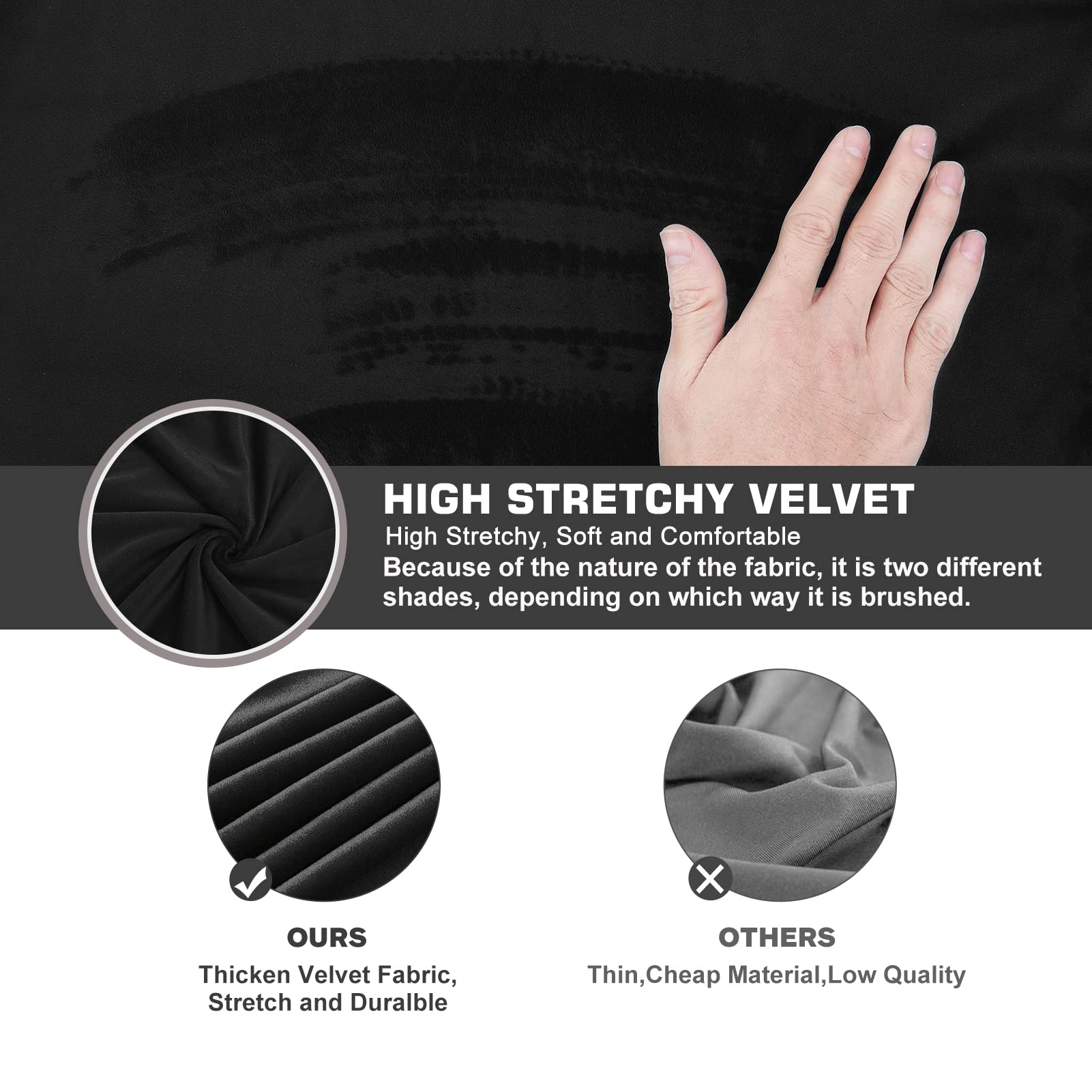Premium Velvet Office Chair Arm Covers - Removable & Washable Stretchable Armrest Protectors for Desk & Computer Chairs (Black, 2-Piece Set) | Enhance Comfort & Protect Furniture in Home Offices & Workspaces
