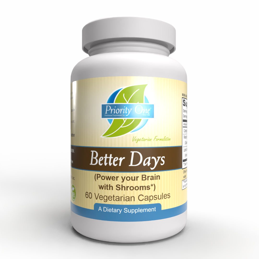Better Days Organic Mushroom Blend (60 Vegetarian Capsules) - Brain Boosting Supplement with Lion's Mane & Reishi - Enhance Focus, Memory & Cognitive Function for Work & Study