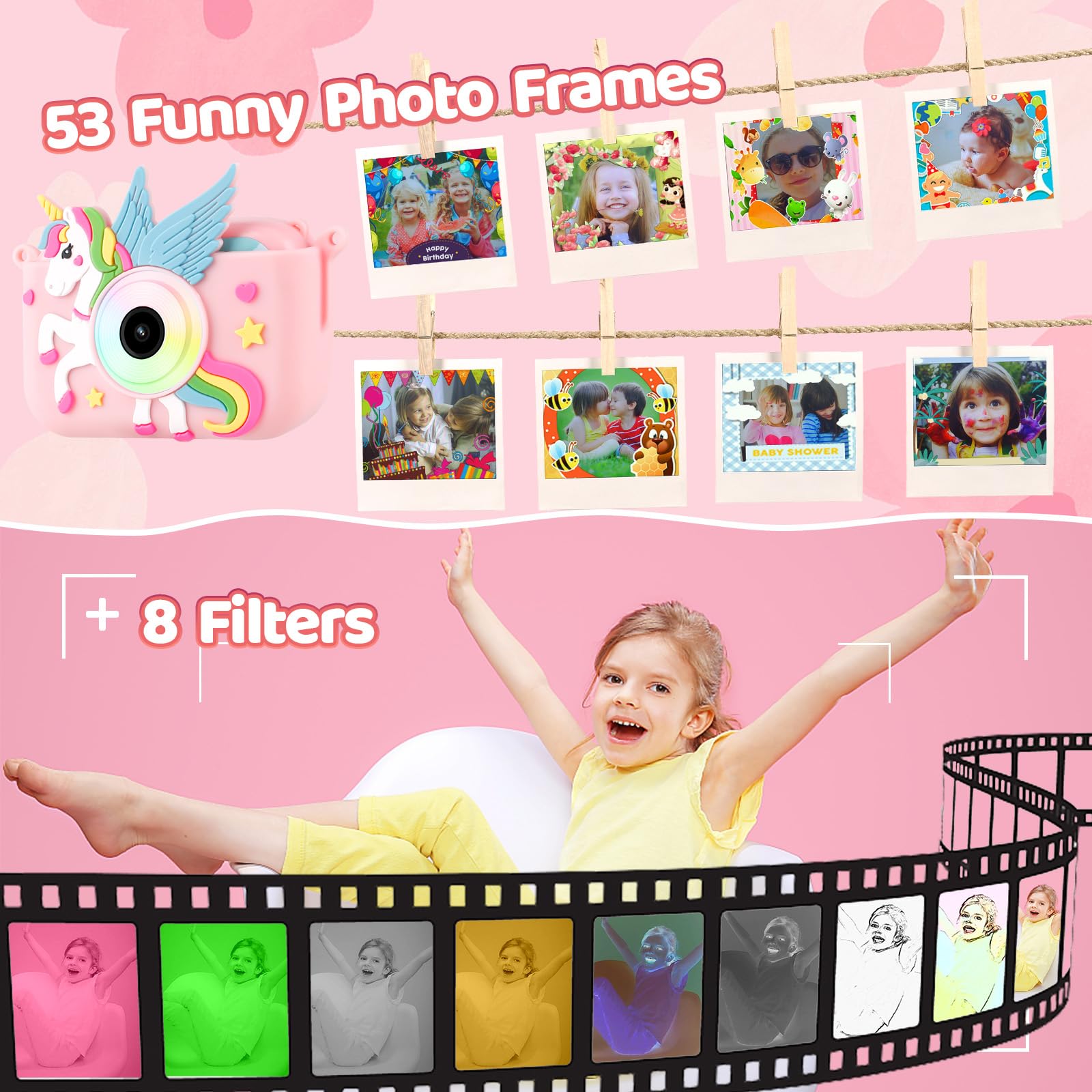 Kids Digital Camera with 32GB SD Card & Tripod - 2.4 Inch 1080P HD Portable Toy Camera for Boys & Girls | Christmas Birthday Gift | Time-Lapse Video & Silicone Cover | Perfect for Travel, Outdoor Adventures & Creative Learning