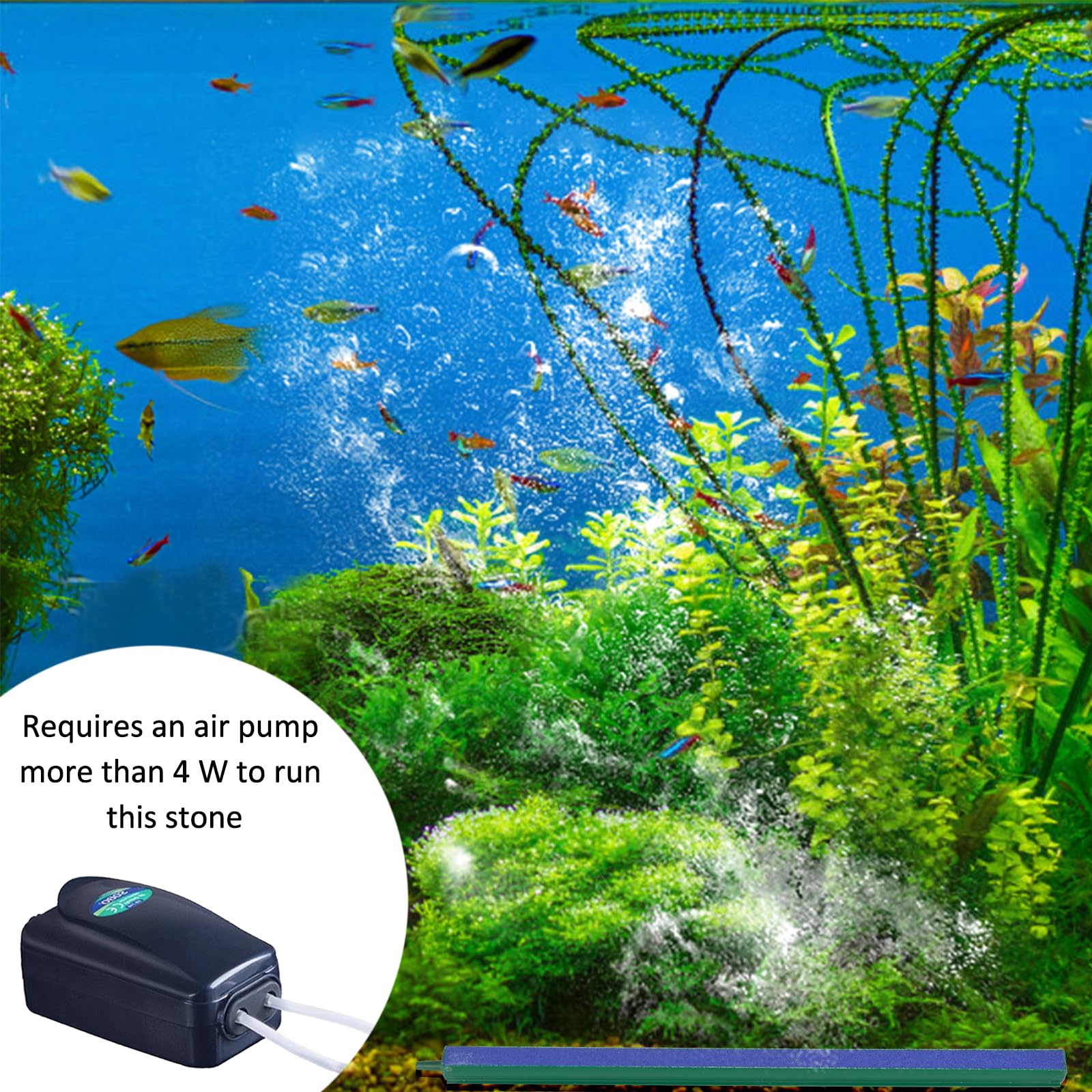 8 Inch Air Stone Bar Bubble Diffuser Set with Suction Cups - Aquarium Air Stone for Fish Tank Oxygenation - Perfect for Freshwater & Saltwater Tanks, Hydroponics, and Pond Aeration