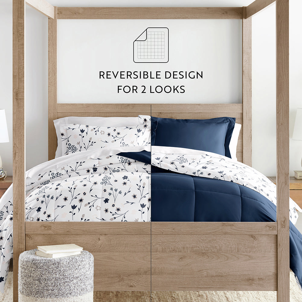 Soft & Cozy Patterned Down Alternative Comforter Set - All-Season Bedding with Pillow Shams - Perfect for Guest Rooms, Dorms & Cozy Bedroom Decor