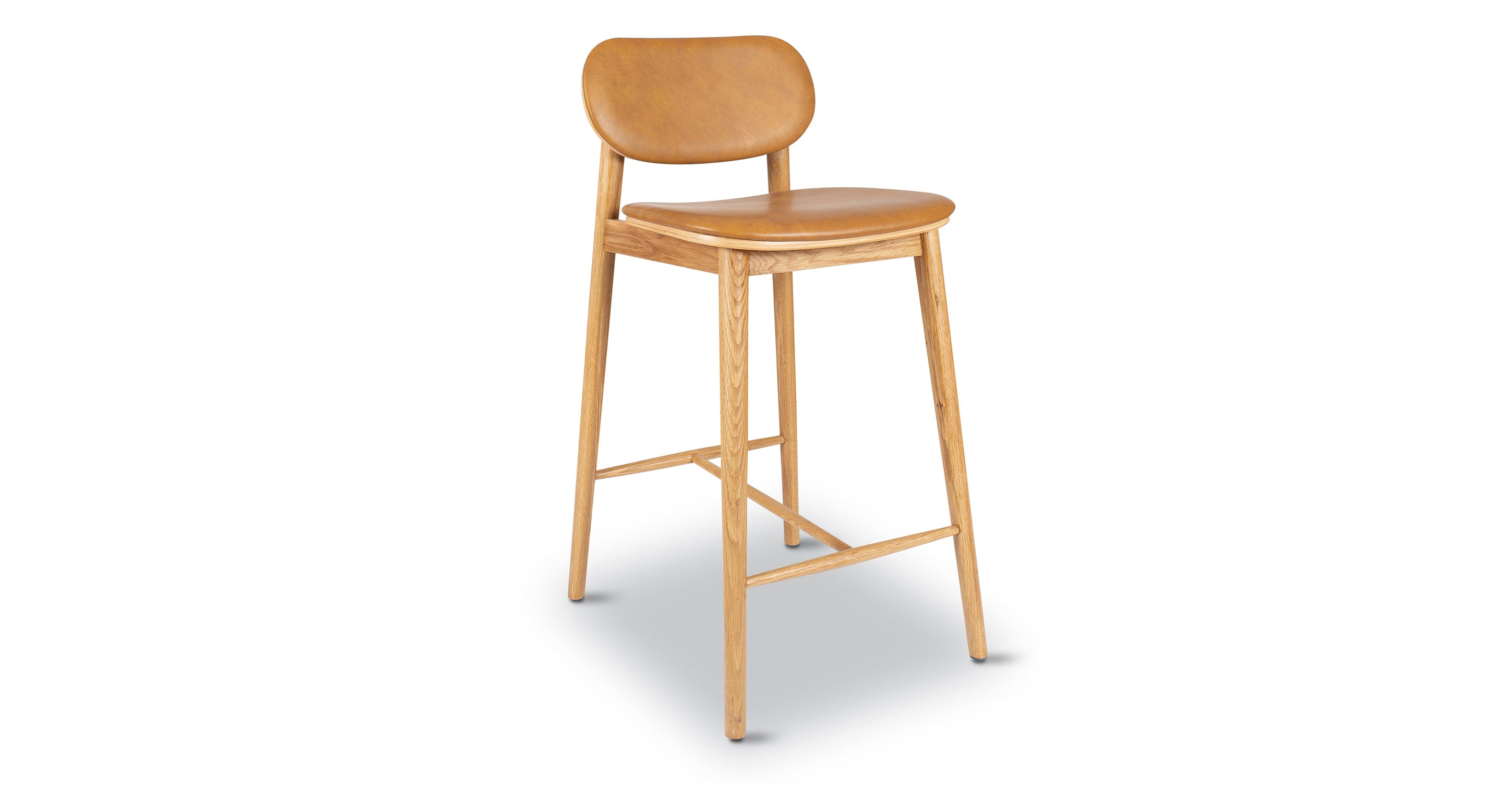 Bonato Leather Counter Stool - Modern Bar Stool with Cushioned Seat, Adjustable Height for Kitchen Island, Breakfast Bar & Home Decor