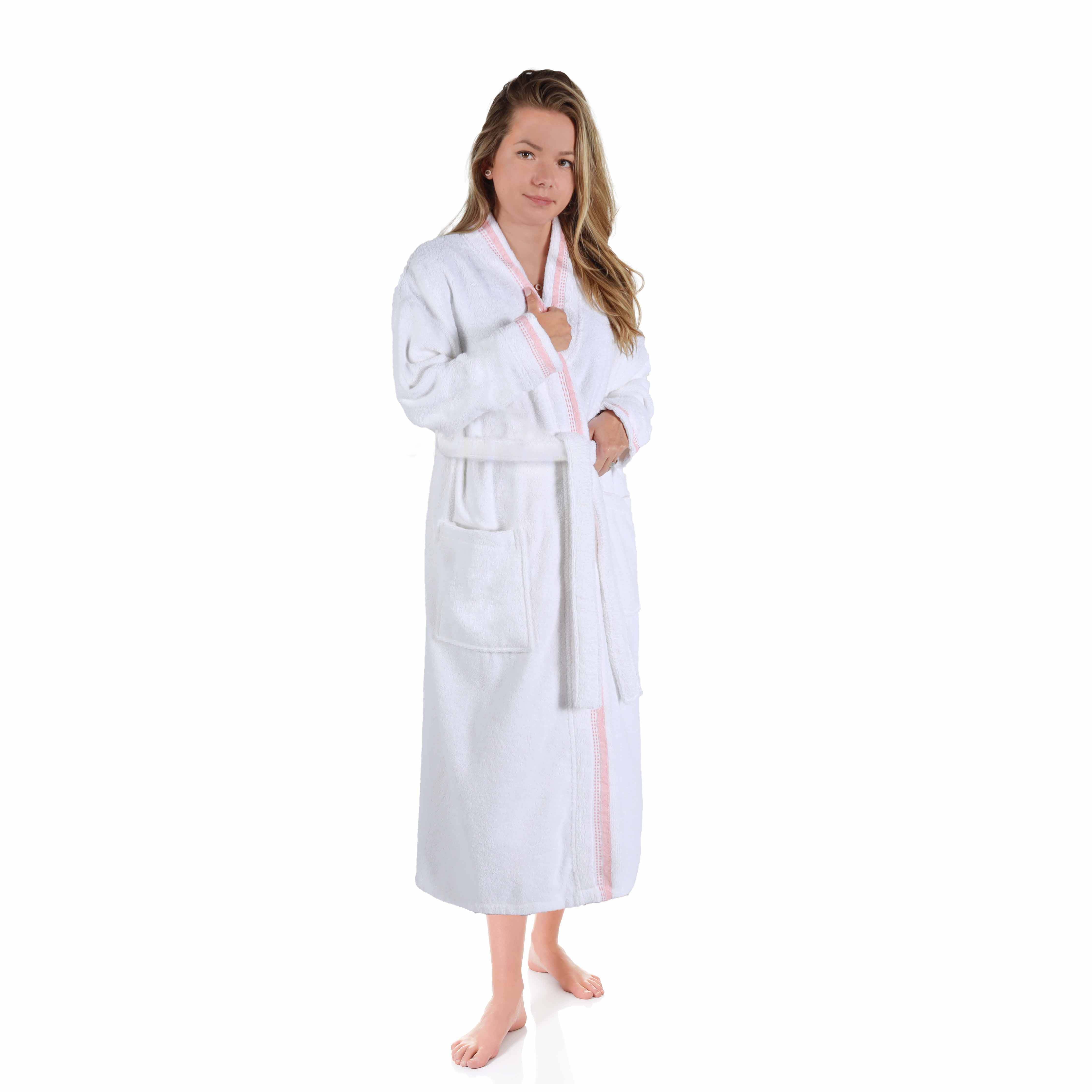 Unisex Cotton Terry Kimono Bathrobe with Embroidery - Soft & Absorbent for Spa, Beach & Home Relaxation