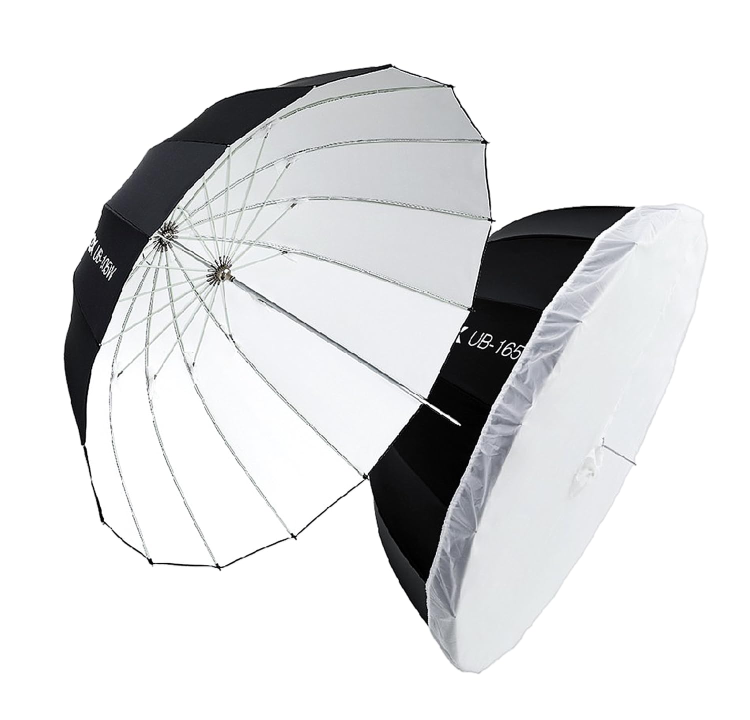 Godox UB-165W 65-inch/165cm Parabolic Umbrella - Lightweight Professional Photography Lighting with Transparent Soft Diffuser - Perfect for Portrait, Fashion & Studio Photography - Black & White Design