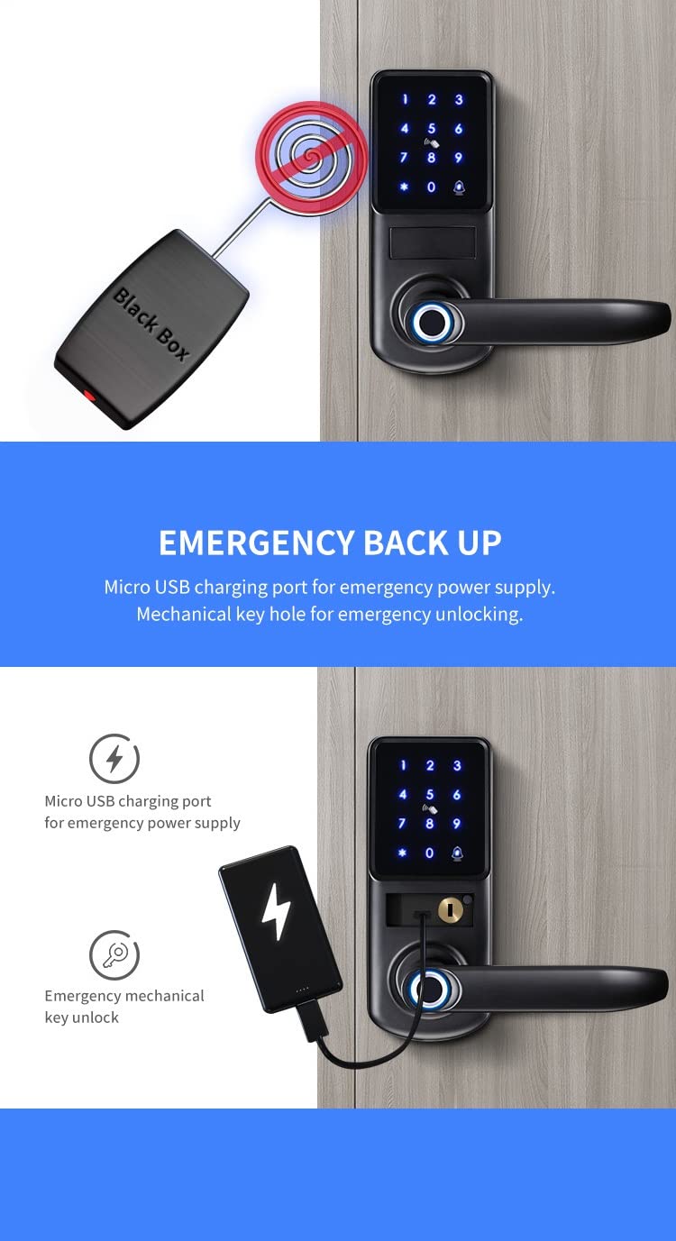 Smart Fingerprint Electronic Door Lock with App Control, Digital Keypad & Remote Unlock - Secure Home & Hotel Security Lock for Front Door, Apartment & Office Access