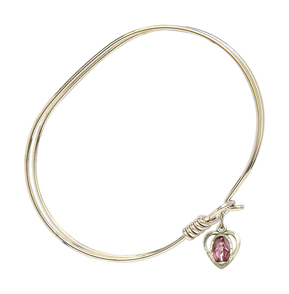Gold-Filled Oval Eye Hook Bangle Bracelet with Miraculous Medal - Elegant Religious Jewelry for Women, Perfect for Daily Wear, Gifts & Special Occasions