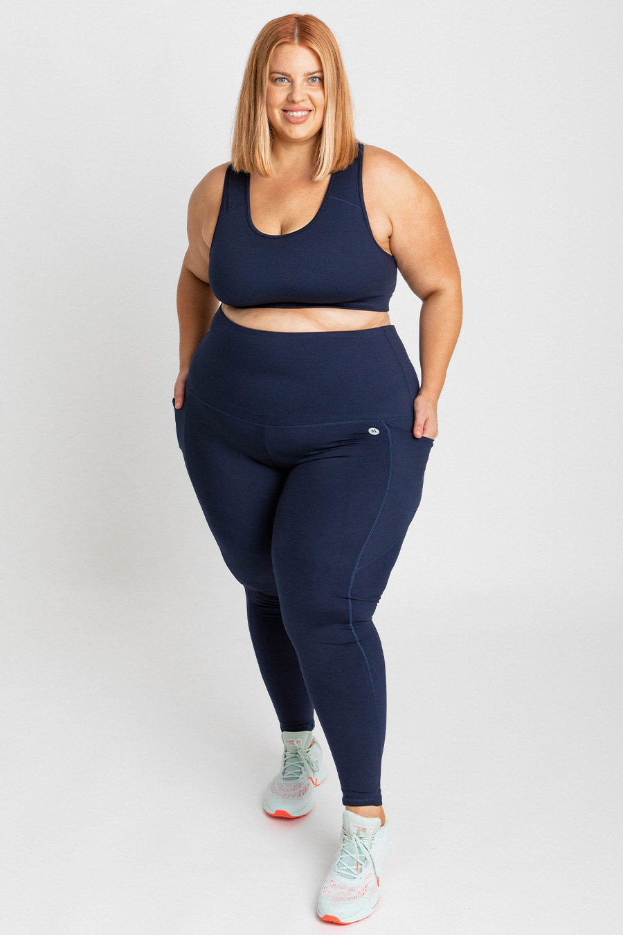 High Waist Yoga Leggings for Women - Navy Blue Workout Running Training Pants - Perfect for Gym, Pilates & Lounge Wear