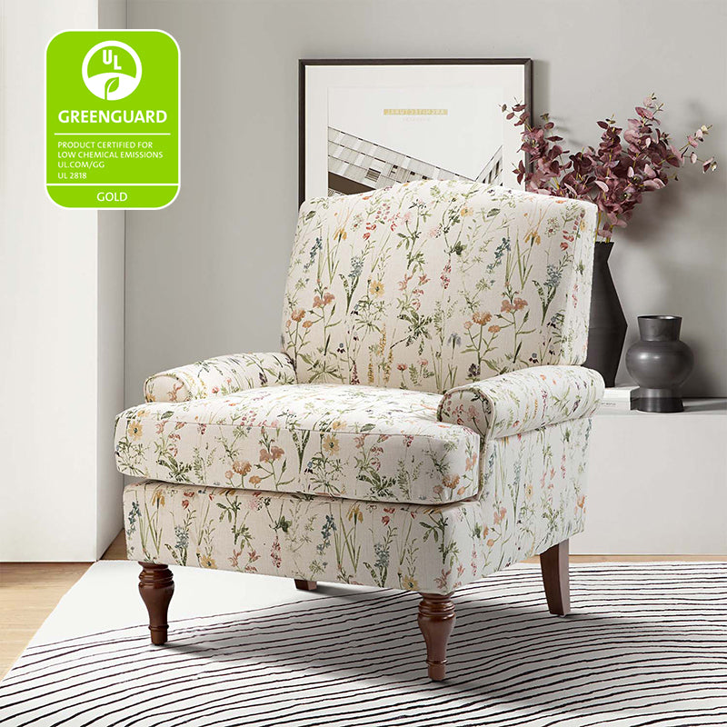 Dominik Armchair - Modern Accent Chair for Living Room, Bedroom & Office - Stylish Upholstered Lounge Chair with Wooden Legs - Perfect for Relaxing, Reading & Decor