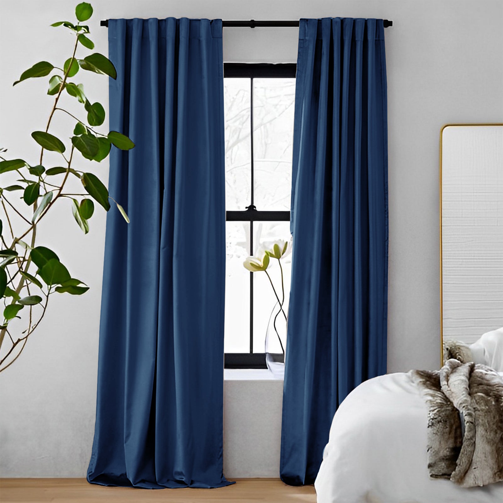 Luxury Blackout Curtains - Heavyweight Velvet Drapes with Soft Top Back Tab for Bedroom & Living Room | Thermal Insulated Noise Reducing Window Treatments for Home Decor