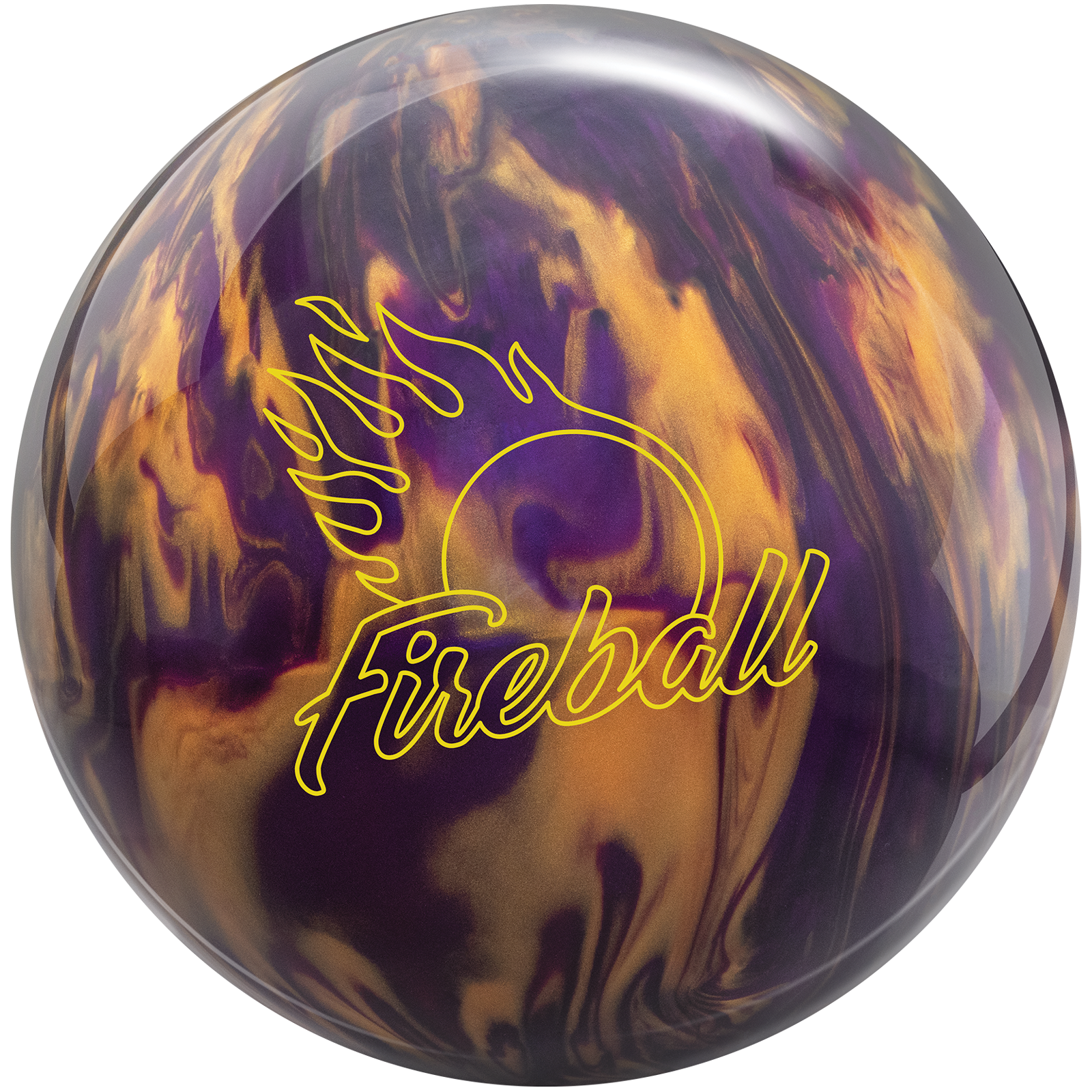 Ebonite Fireball Bowling Ball - Purple & Gold Swirl Design for Striking Performance | Perfect for League Play & Tournaments