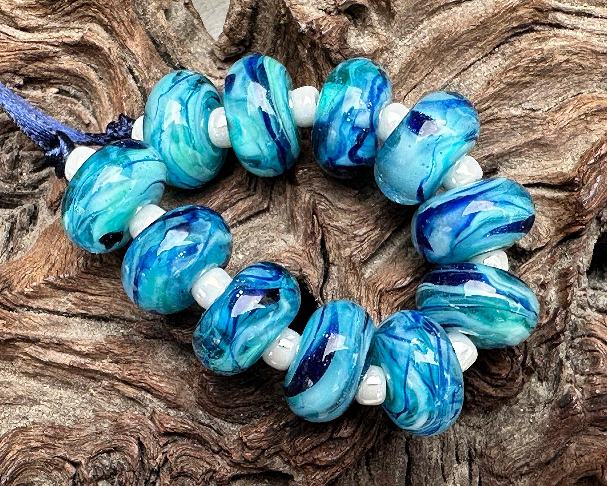 11 Turquoise Sparkle Lampwork Glass Beads Set for Jewelry Making - DIY Bracelets, Necklaces & Craft Projects - SRA Certified