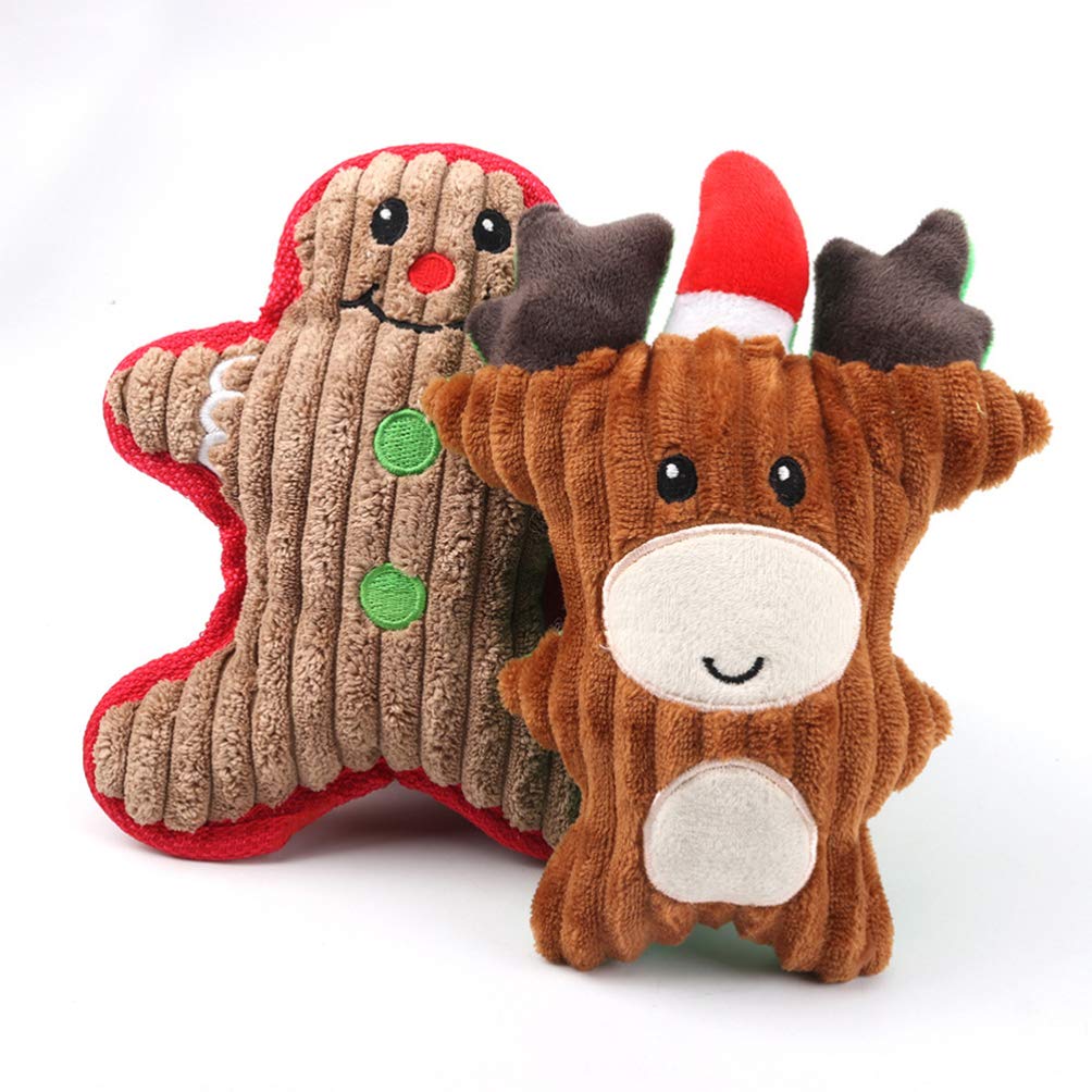 POPETPOP 3-Piece Santa-Themed Plush Chew Toys for Small Dogs - Durable Christmas Holiday Pet Toys with Sock Filler (Red) - Perfect for Teething Puppies & Holiday Gift Giving