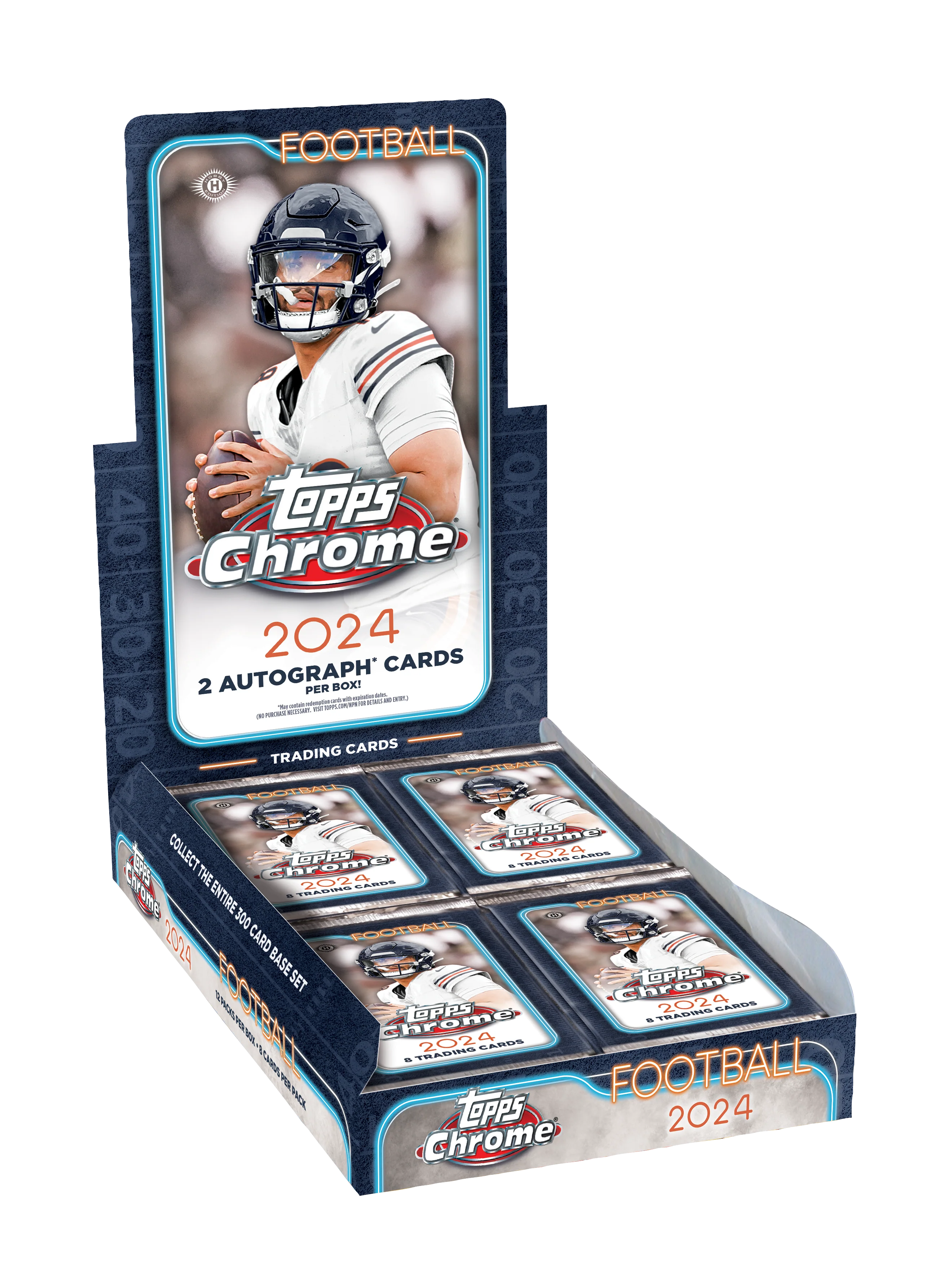 2024 Topps Chrome Football Hobby Box - Premium NFL Trading Cards Collection for Collectors & Fans - Perfect for Sports Memorabilia, Investment & Game Day Decor