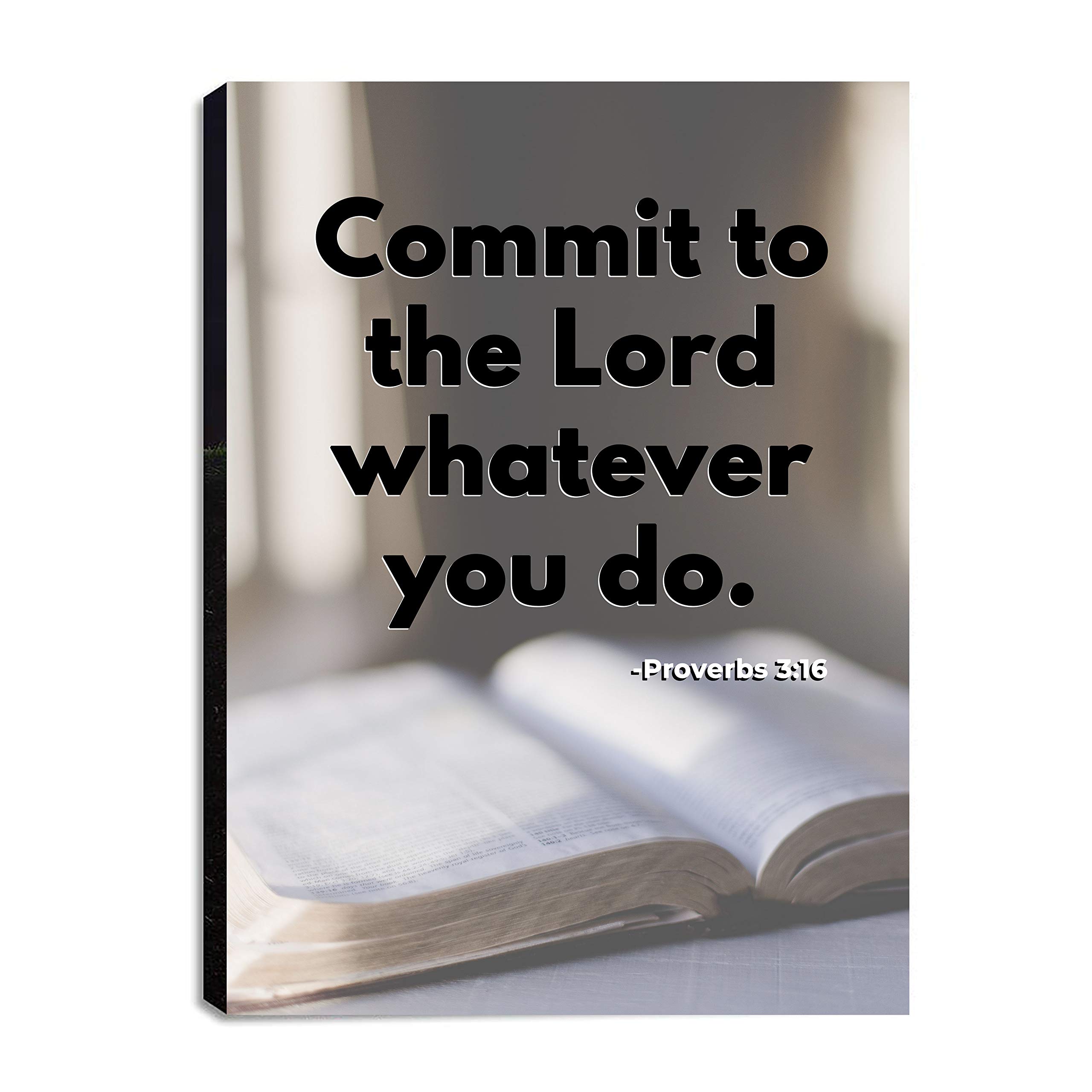 Proverbs 3:16 Christian Canvas Wall Art - 12x18 Inch Bible Verse & Prayer Decor - Ready to Hang Scripture Art for Home, Kitchen, Living Room & Bedroom - Perfect for Worship Spaces & Gift Giving