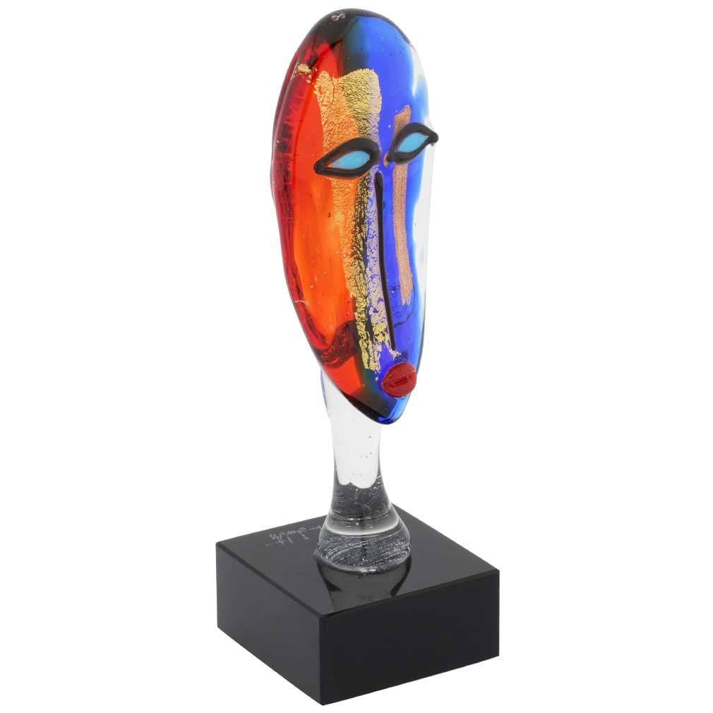 Authentic Murano Glass Modigliani Head of A Woman Sculpture - Small Handmade Venetian Art for Home Decor & Gift
