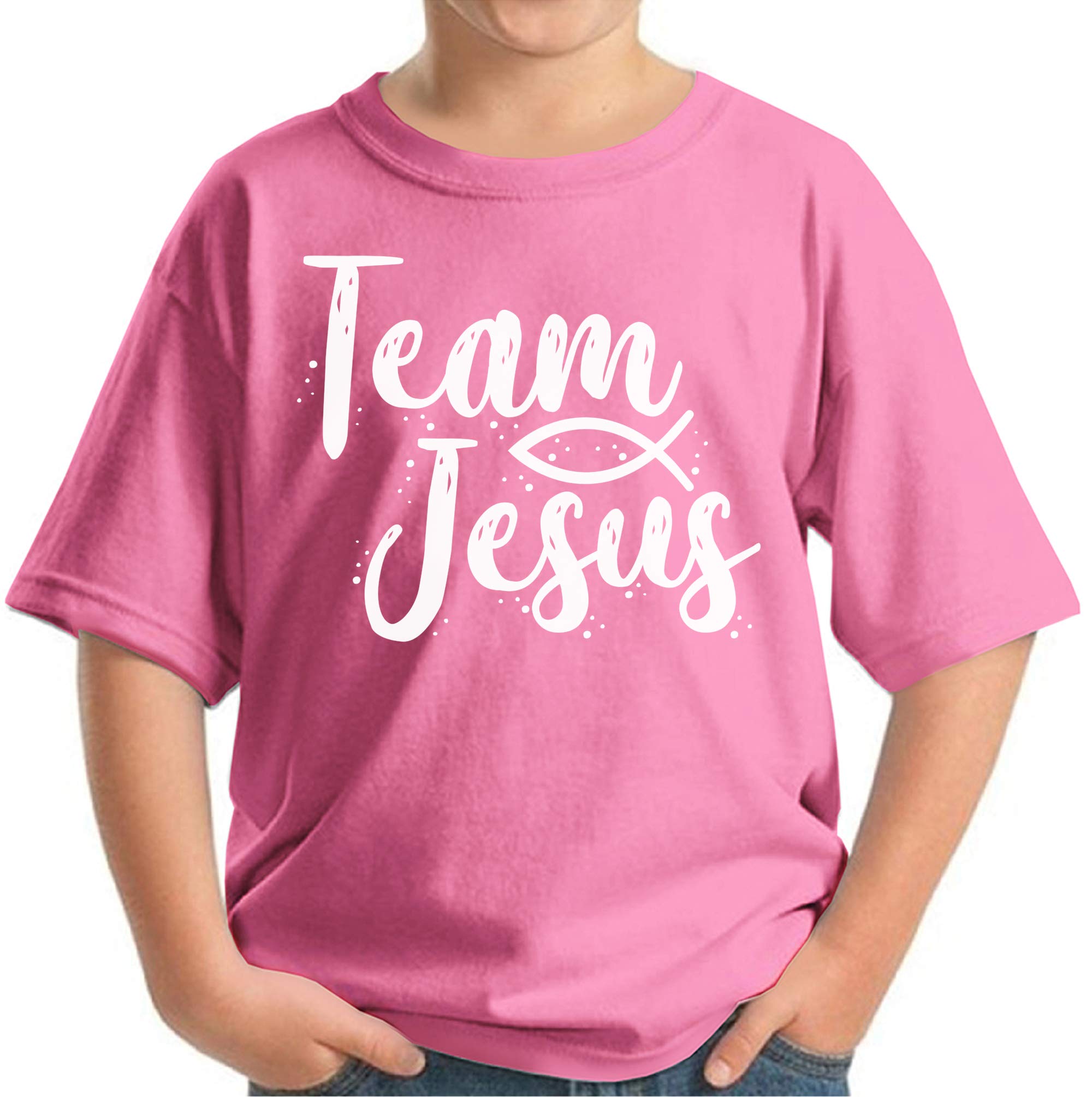 Kids Christian T-Shirt - Team Jesus Youth Shirt | Soft White Cotton Tee for Church, Sunday School & Religious Events