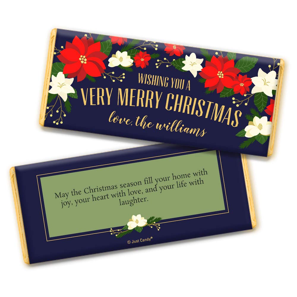 Personalized Christmas Chocolate Bars - 12 Count Custom Candy Gifts for Holiday Parties, Stocking Stuffers & Festive Celebrations
