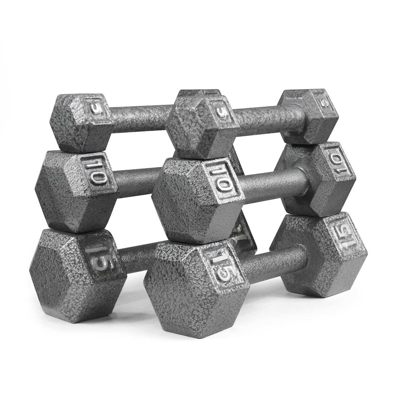 CAPHAUS Cast Iron Hex Dumbbell Set - Heavy Duty Free Weights for Strength Training, Home Gym Equipment for Men & Women (With/Without Rack Options) - Perfect for Home Workouts, CrossFit, and Weight Lifting Training