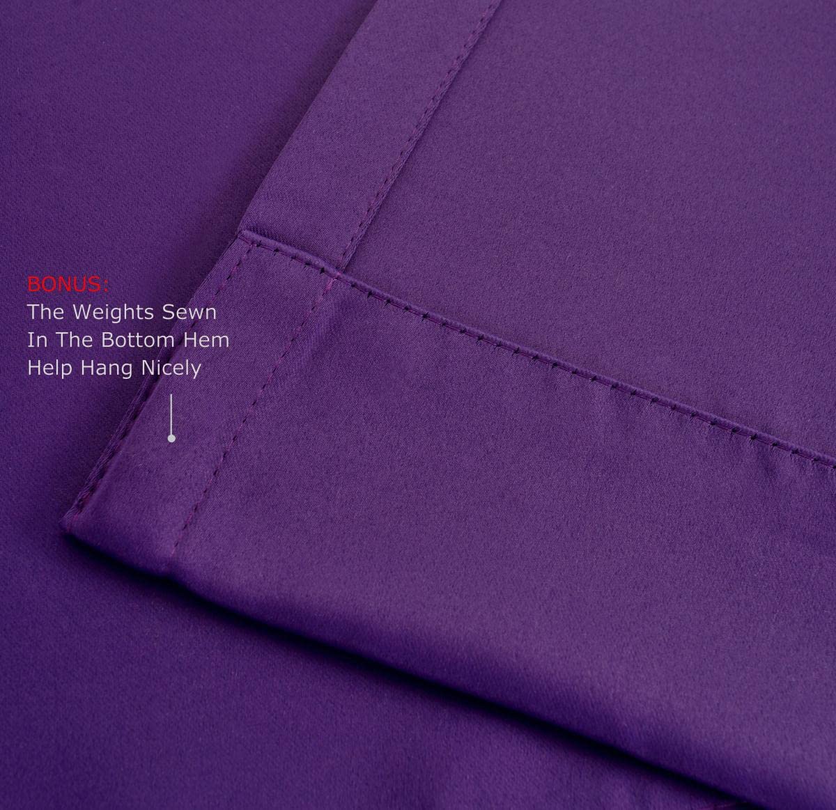 MIUCO 2 Panels Thermal Insulated Blackout Curtains - 95 Inch Purple Room Darkening Window Drapes with Grommet Top for Bedroom, Living Room & Nursery - Blocks Light & Noise, Energy Efficient