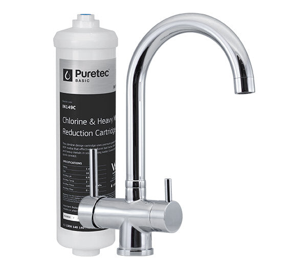 Puretec IL TM Series Inline Undersink Water Filtration System with 3-Way Mixer Tap - Clean Drinking Water for Kitchen, RV & Office Use