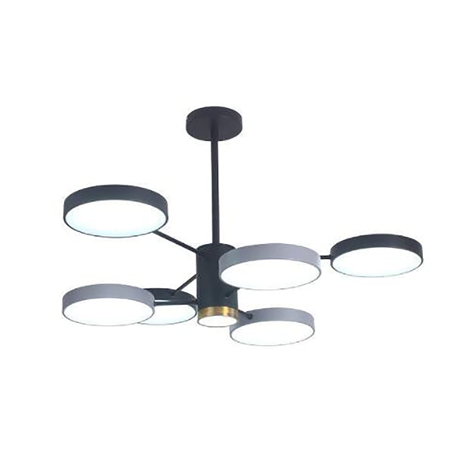 Modern 6-Lights LED Sputnik Chandelier with Opaline Round Acrylic Shade - Black Chrome Finish Ceiling Light Fixture for Kitchen, Dining Room, Living Room - Perfect for Modern Home Decor and Mid-Century Interior Design