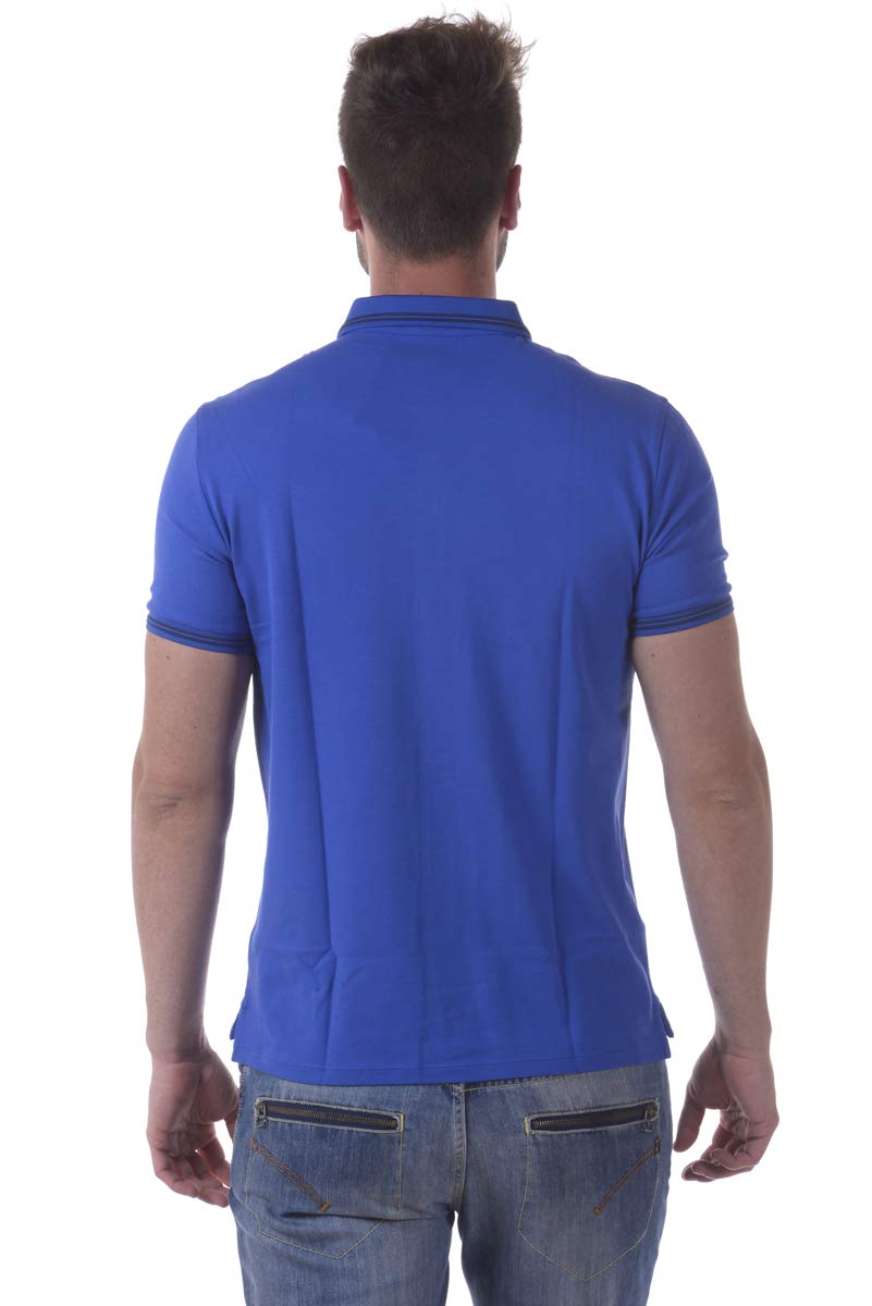 ARMANI JEANS Men's Classic Blue Polo Shirt - Casual Short Sleeve Cotton Shirt for Work, Golf & Everyday Wear