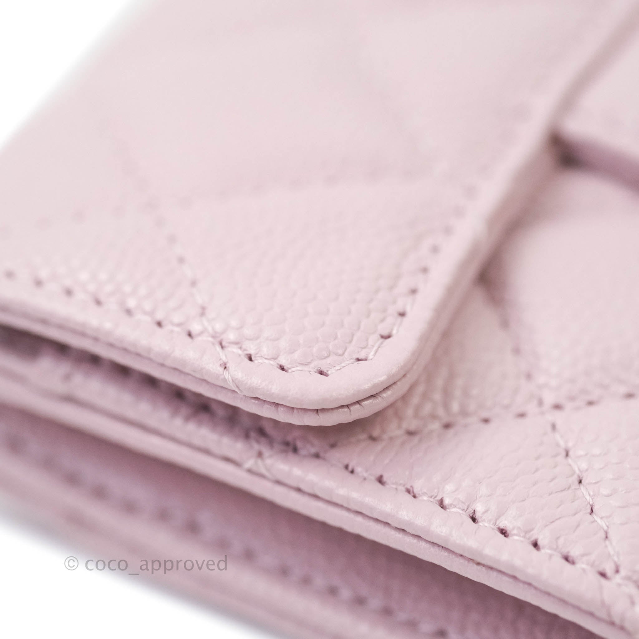 Chanel Caviar Quilted Flap Card Wallet in Lilac Rose Clair with Gold Hardware | 21S Collection | Perfect for Everyday Use & Luxury Gift Giving