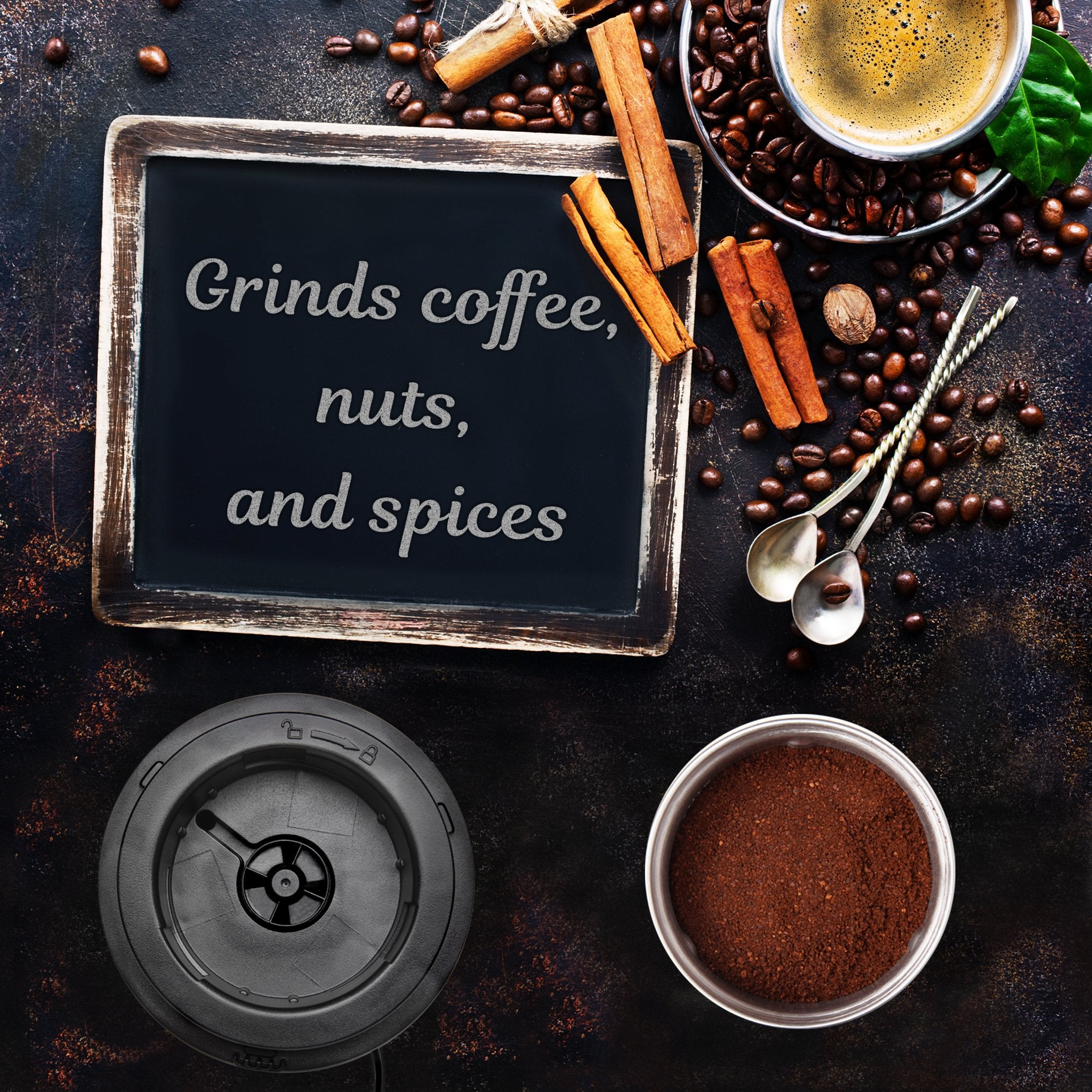 Duronic CG250 Electric Coffee Grinder - Stainless Steel Blade Grinder for Coffee Beans, Nuts, Spices & Seeds | Fast & Quiet Mini Mill with Removable Bowl | Perfect for Home, Office & Coffee Shops