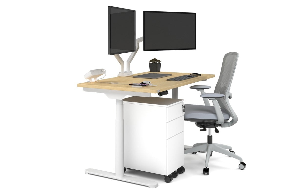 Flexi Premium Height Adjustable Single Workstation [1400L x 700W] - Ergonomic Standing Desk for Home Office, Gaming & Study - Electric Sit Stand Desk with Memory Function