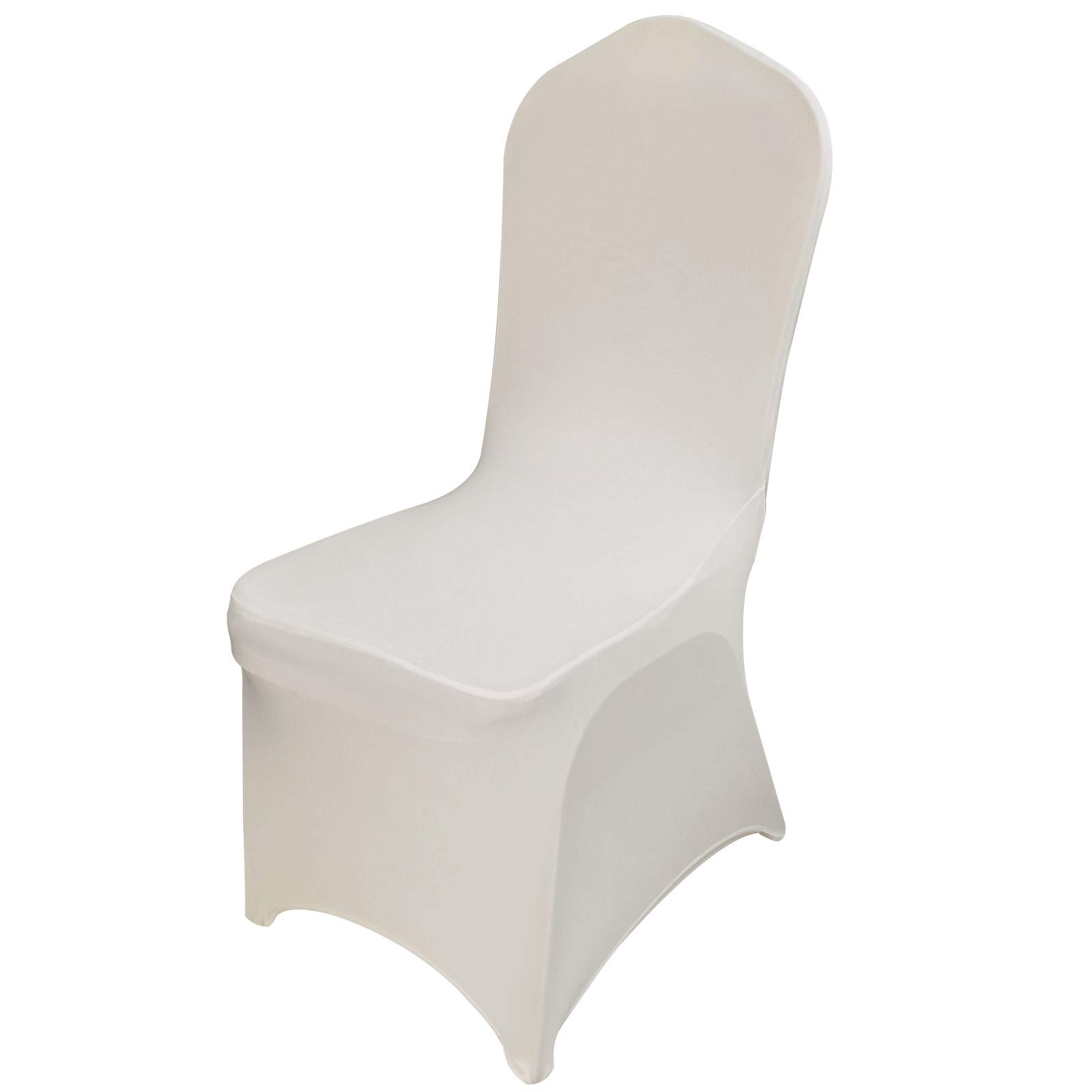 Happybuy 100 Pack Ivory Stretch Chair Covers - Polyester Spandex Slipcovers for Banquet, Dining, Party & Wedding Decor - Folding Flat Front Chair Covers (Perfect for Events, Restaurants & Home Decor)