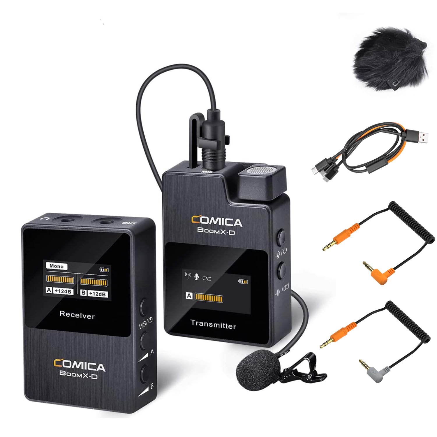 COMICA BoomX-D1 2.4G Wireless Lavalier Microphone System - Compact Lapel Mic with 1 Transmitter & 1 Receiver for Smartphone, Camera, Podcast, Interview, YouTube & Facebook Live - Perfect for Vlogging, Online Teaching & Live Streaming