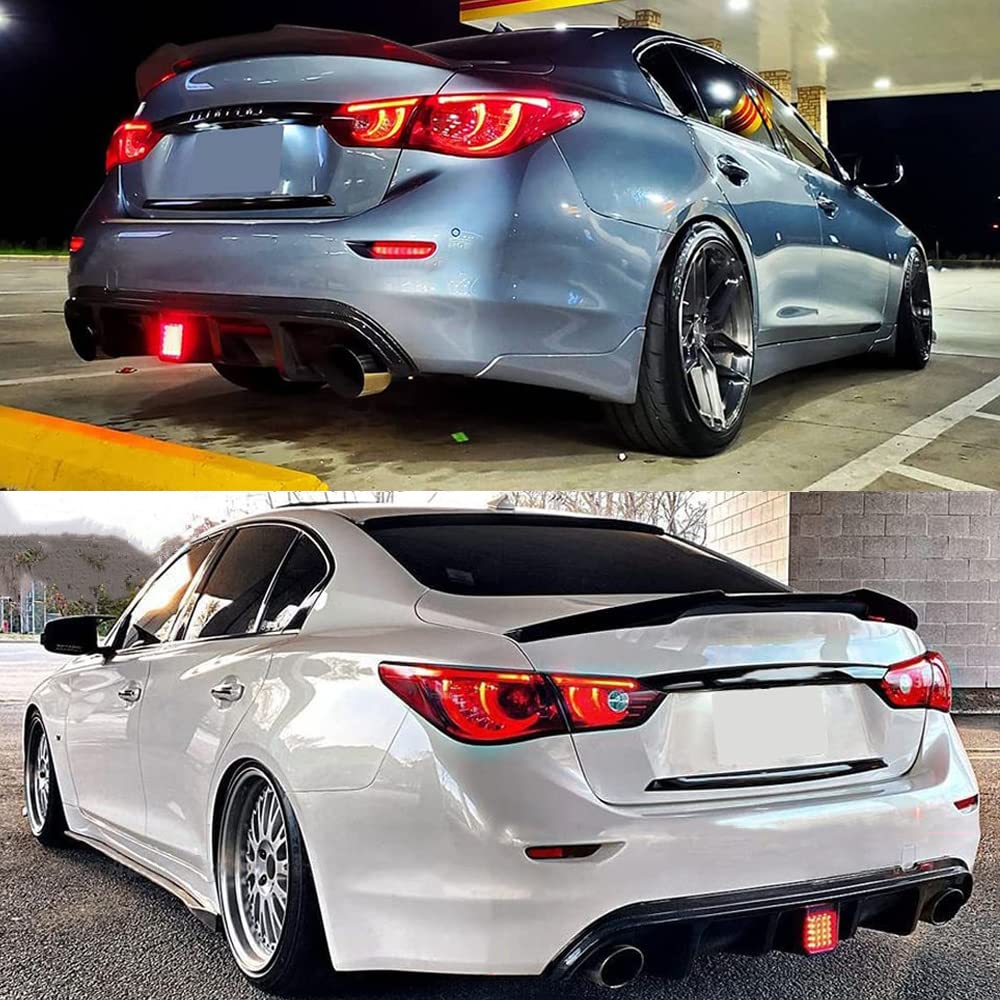 Carbon Fiber Rear Diffuser for Infiniti Q50 2014-2017 - Stylish Rear Lip Bumper Cover with LED Lights | Enhance Your Car's Aerodynamics & Sporty Look for Street Racing & Show Cars