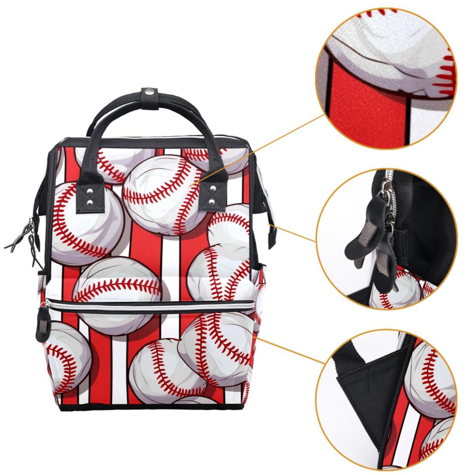 Stylish Travel Backpack for Women & Men - Baseball Red Stripes Design, Durable Carry-On Backpack for Commuting, School & Outdoor Adventures