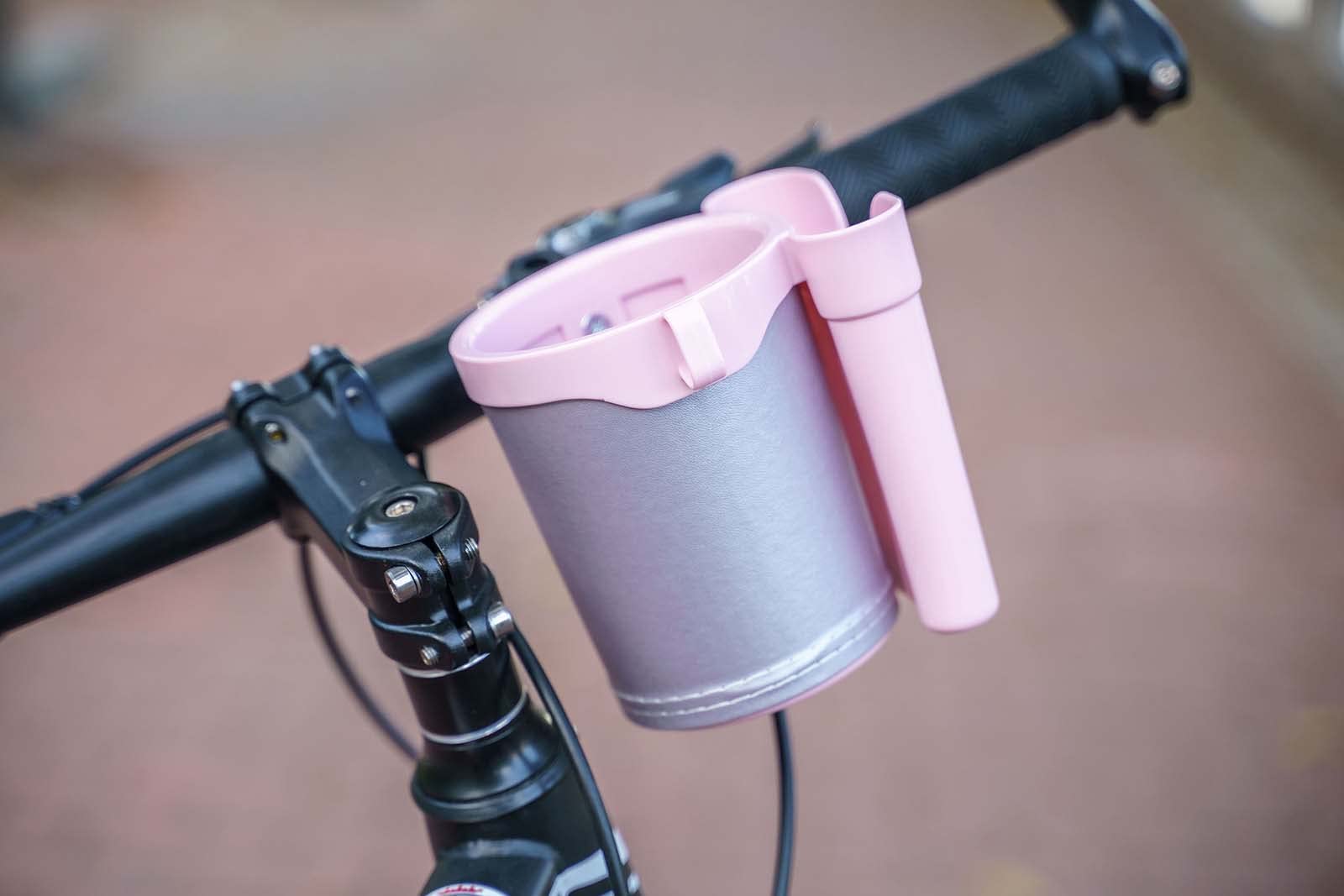 Pink Bike Cup Holder & Phone Mount - Adjustable Handlebar Drink Holder for Water Bottle, Beer, Keys - Perfect for Cycling, Commuting, Outdoor Adventures