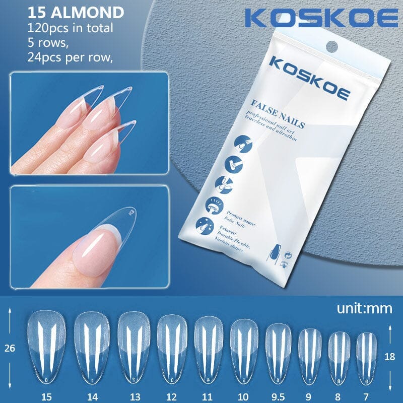 120PCS Almond Half Matte Clear False Nail Tips - Natural Looking Press On Nails for Manicure, Salon & DIY Nail Art - Perfect for Weddings, Parties and Everyday Wear
